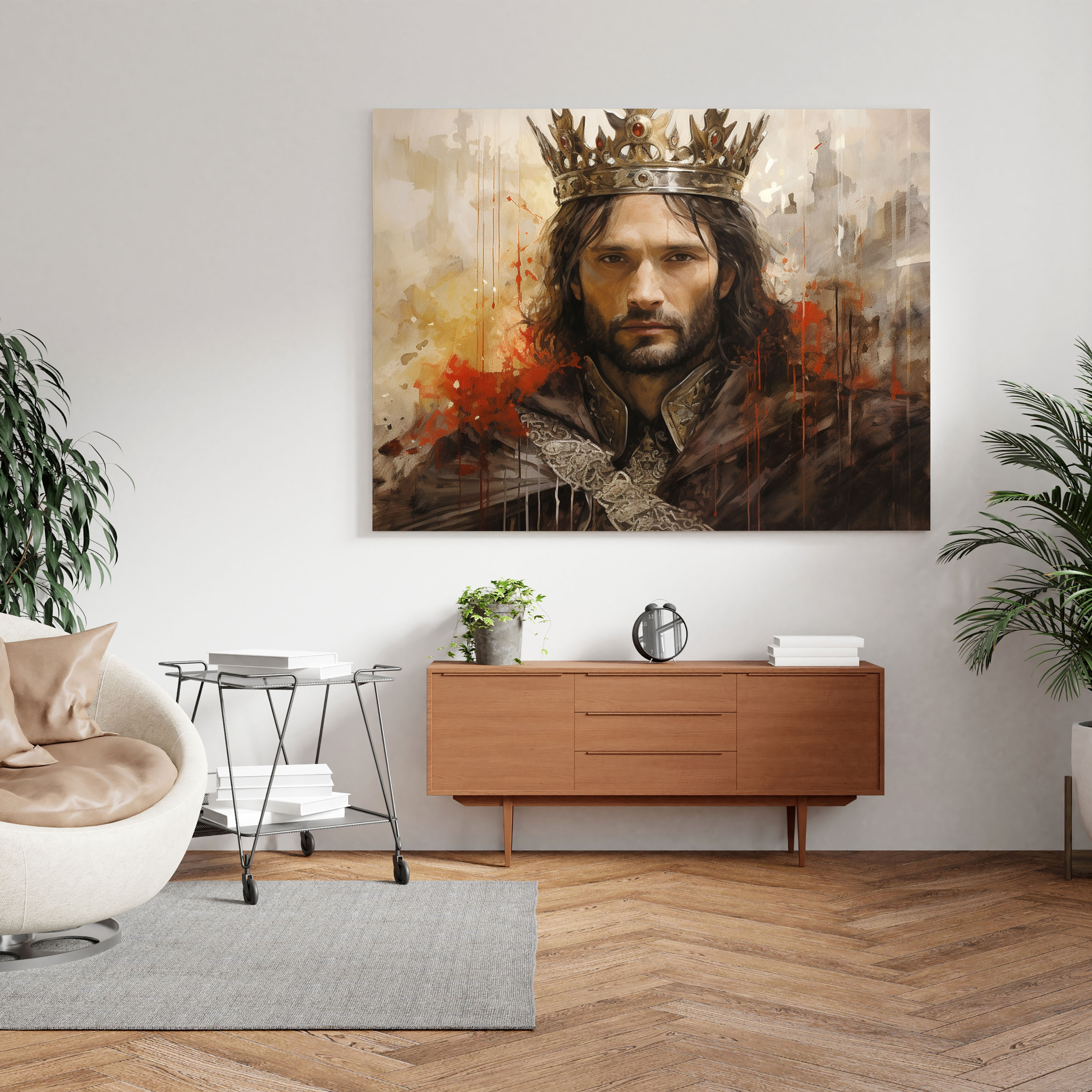 Yüzüklerin Efendisi Duvar Dekorasyonu - Gerçeküstü Aragorn'un Taç Giyme Anı - Yüzüklerin Efendisi Kanvas Tablo Sanatı Epik Anı Aragorn