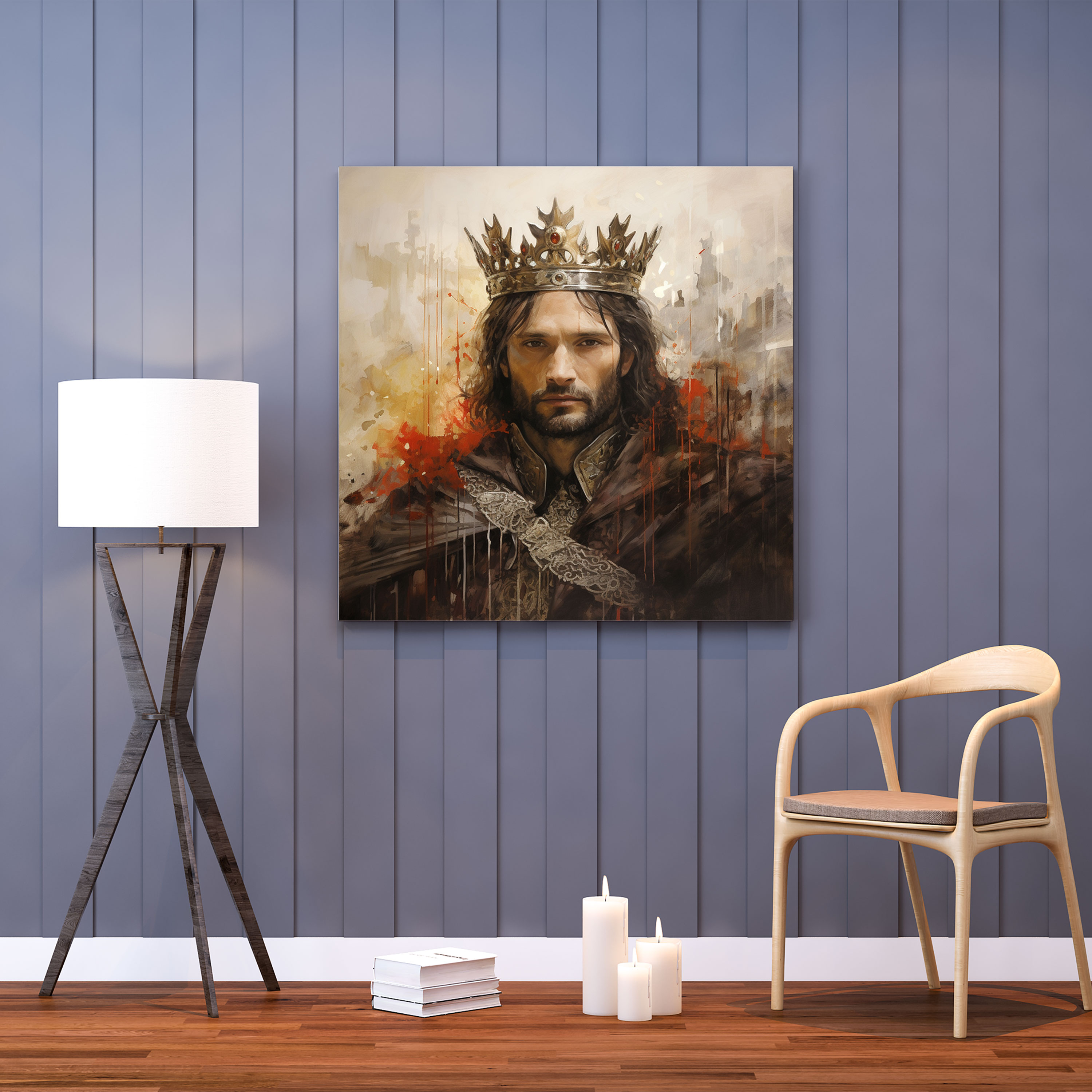 Yüzüklerin Efendisi Duvar Dekorasyonu - Gerçeküstü Aragorn'un Taç Giyme Anı - Yüzüklerin Efendisi Kanvas Tablo Sanatı Epik Anı Aragorn