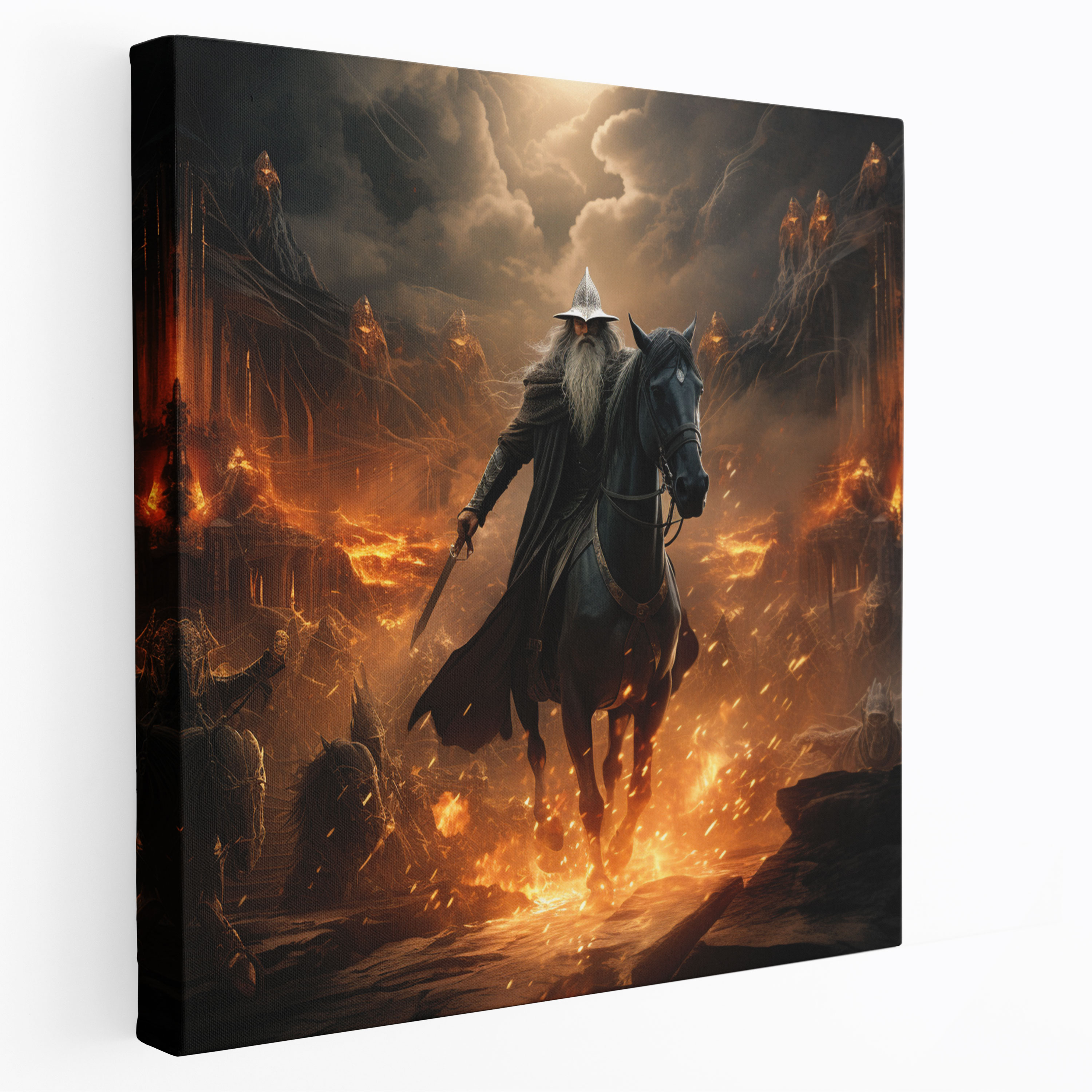 The Lord Of The Rings Canvas Print - Gandalf The Grey In Battle - The Lord Of The Rings, Battle Of The Five Armies, Digital Illustration, Wall Decoration