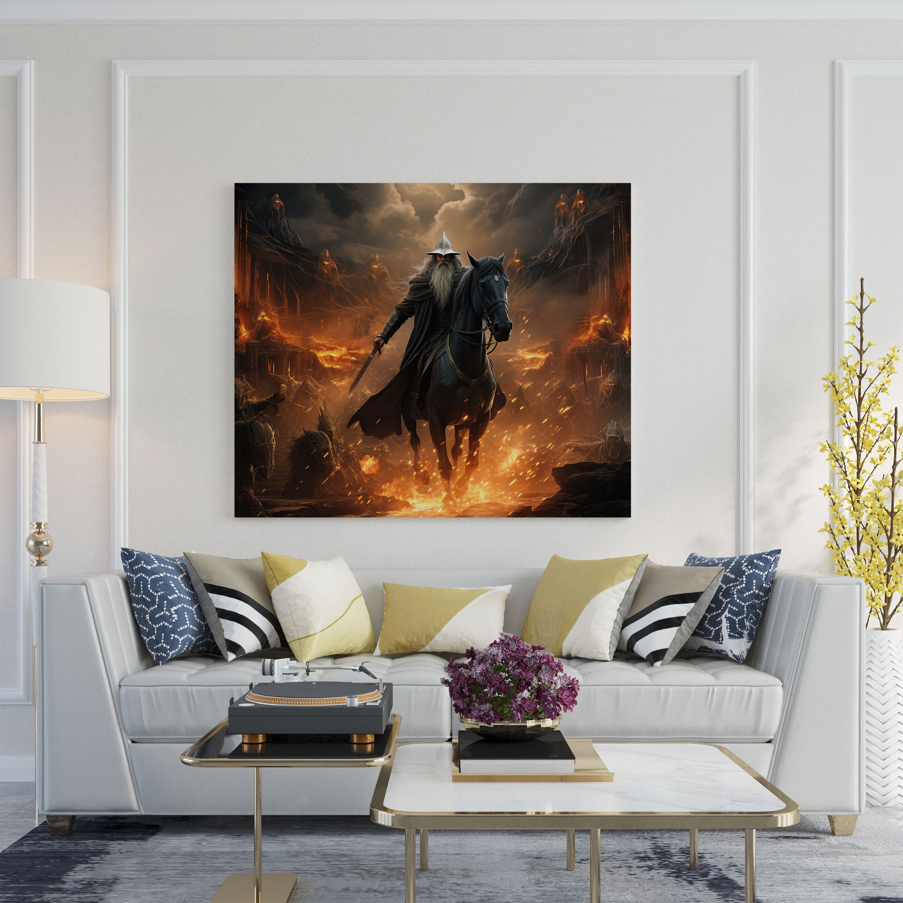 The Lord Of The Rings Canvas Print - Gandalf The Grey In Battle - The Lord Of The Rings, Battle Of The Five Armies, Digital Illustration, Wall Decoration