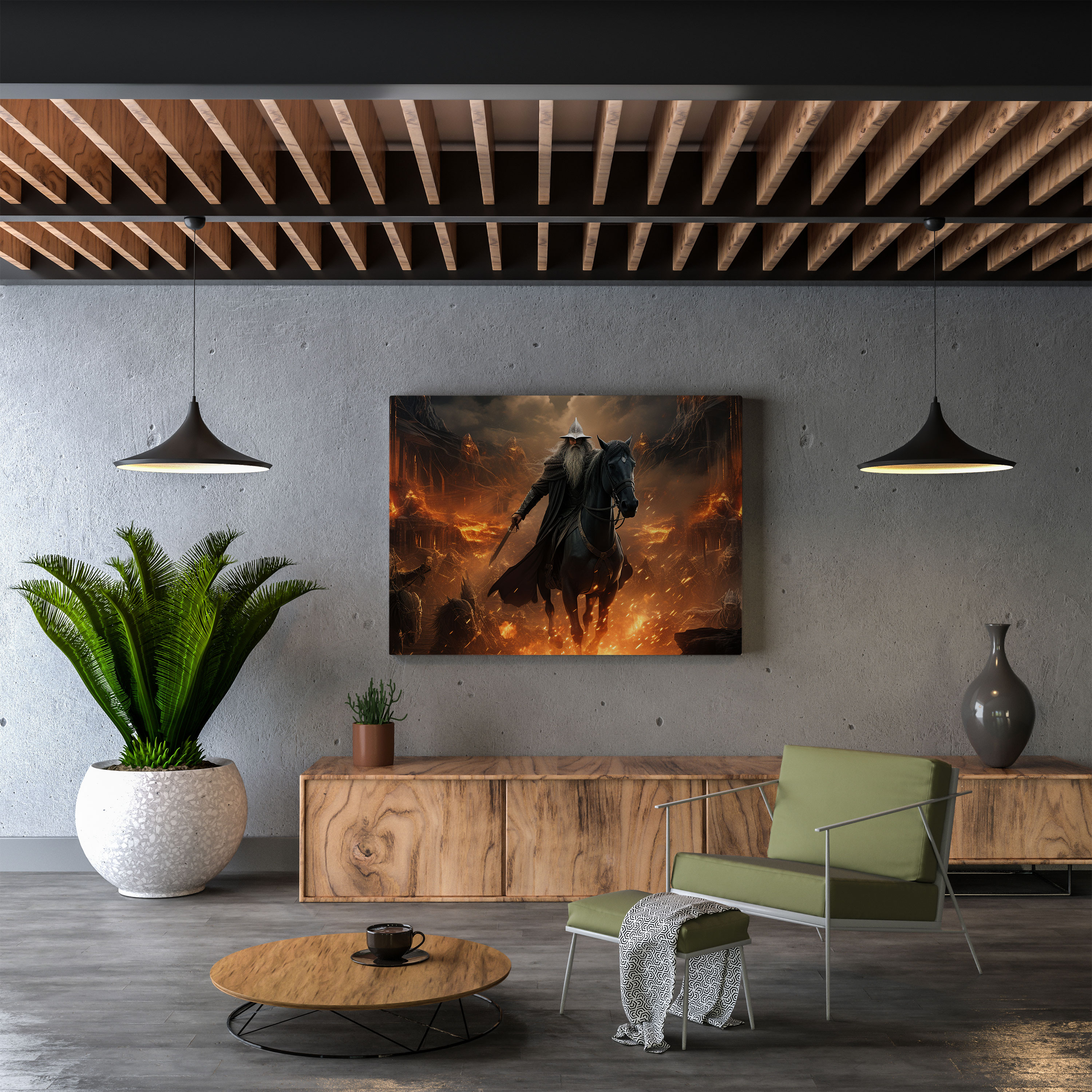 The Lord Of The Rings Canvas Print - Gandalf The Grey In Battle - The Lord Of The Rings, Battle Of The Five Armies, Digital Illustration, Wall Decoration