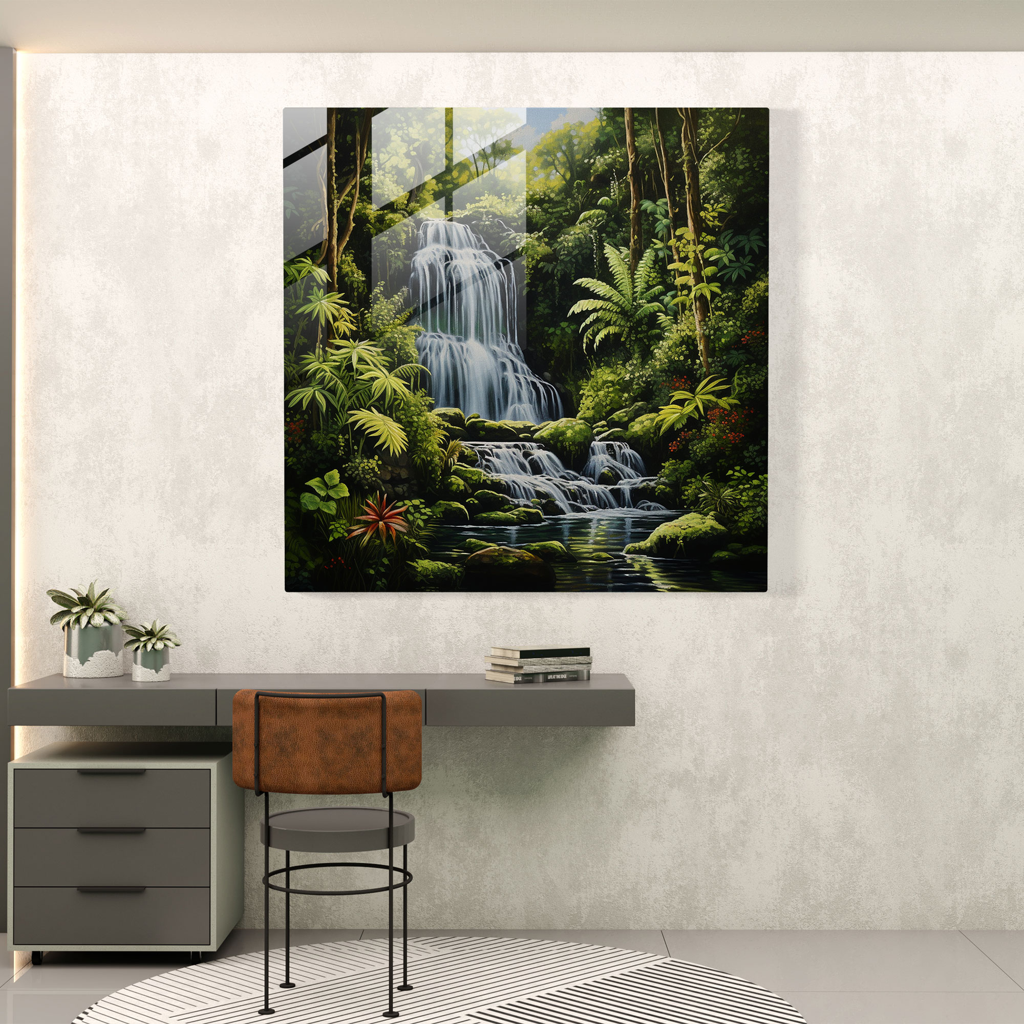 The Most Beautiful Landscapes Of The World - Realistic Waterfall Glass Print - The Most Beautiful Landscapes Of The World, Home Decoration, Cascading Waterfall, Glass Wall Art
