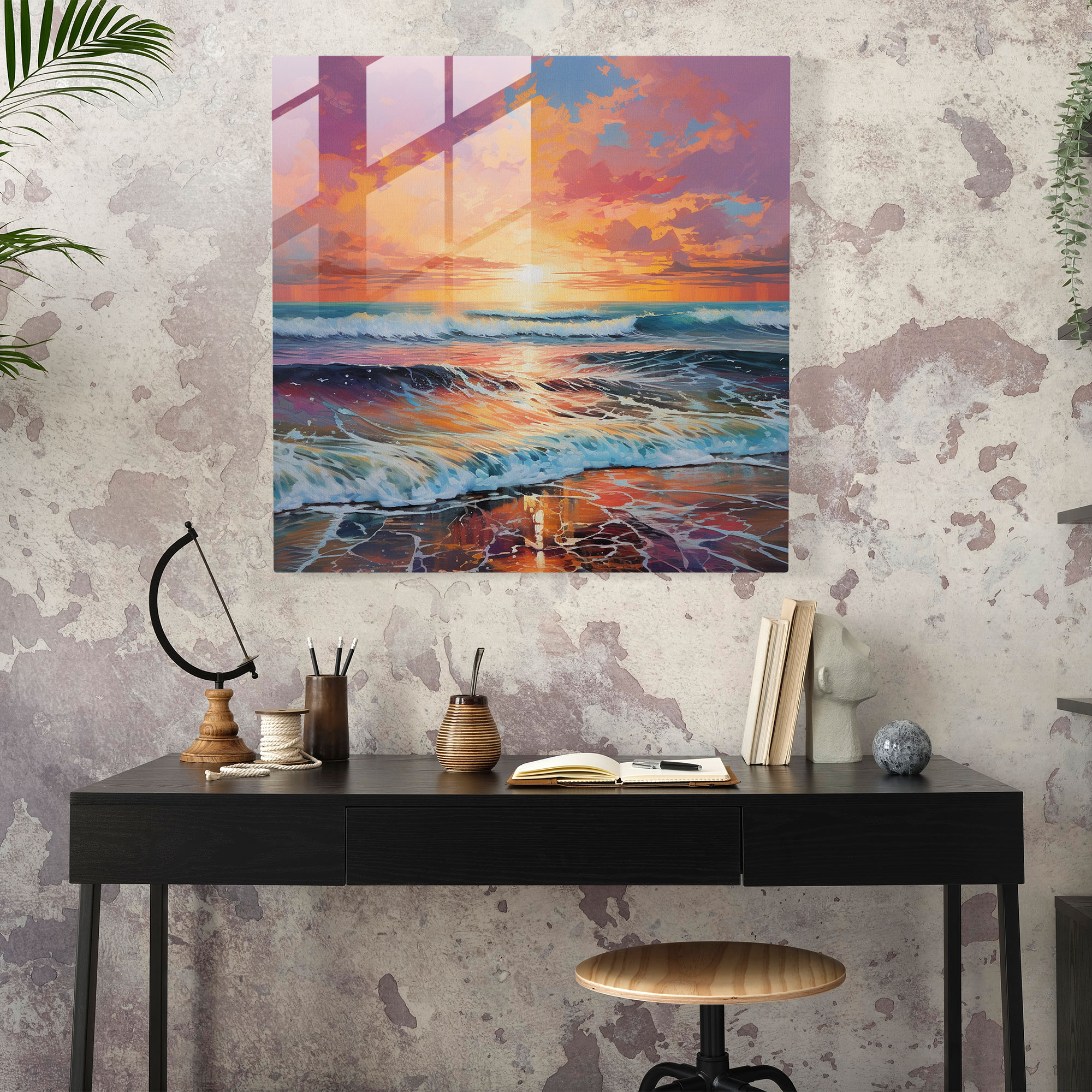 The Most Beautiful Landscapes Of The World - Abstract Sunset Glass Print - The Most Beautiful Landscapes Of The World, Abstract Painting, The Most Beautiful Landscapes Of The World, Glass Art