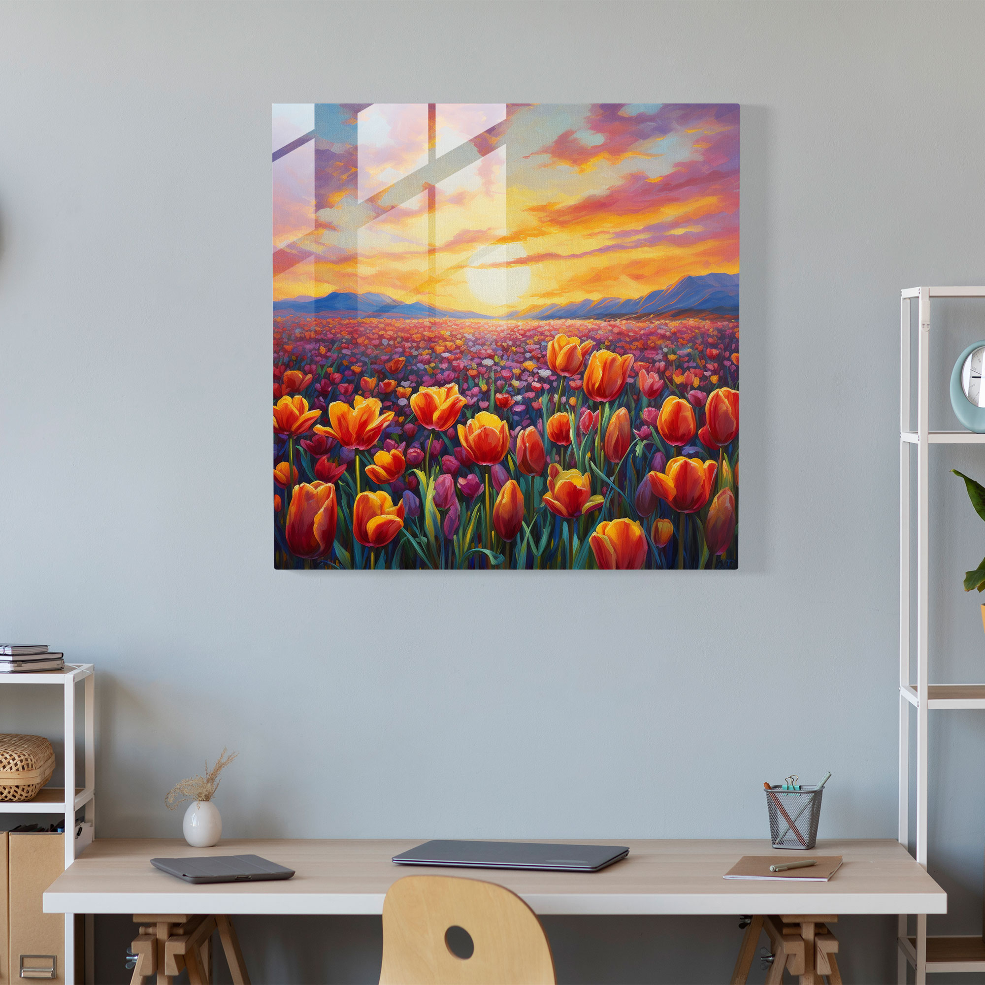 The Most Beautiful Landscapes Of The World - Tulip Field Glass Print - The Most Beautiful Landscapes Of The World, Glass Wall Art, Modern Art, The Most Beautiful Landscapes Of The World