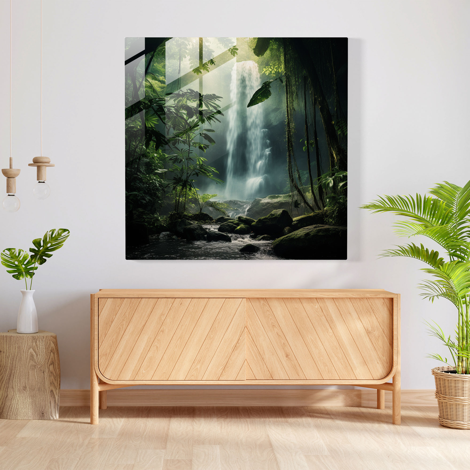 The Most Beautiful Landscapes Of The World - Majestic Waterfall Glass Print - The Most Beautiful Landscapes Of The World, The Most Beautiful Landscapes Of The World, Nature, Modern Art