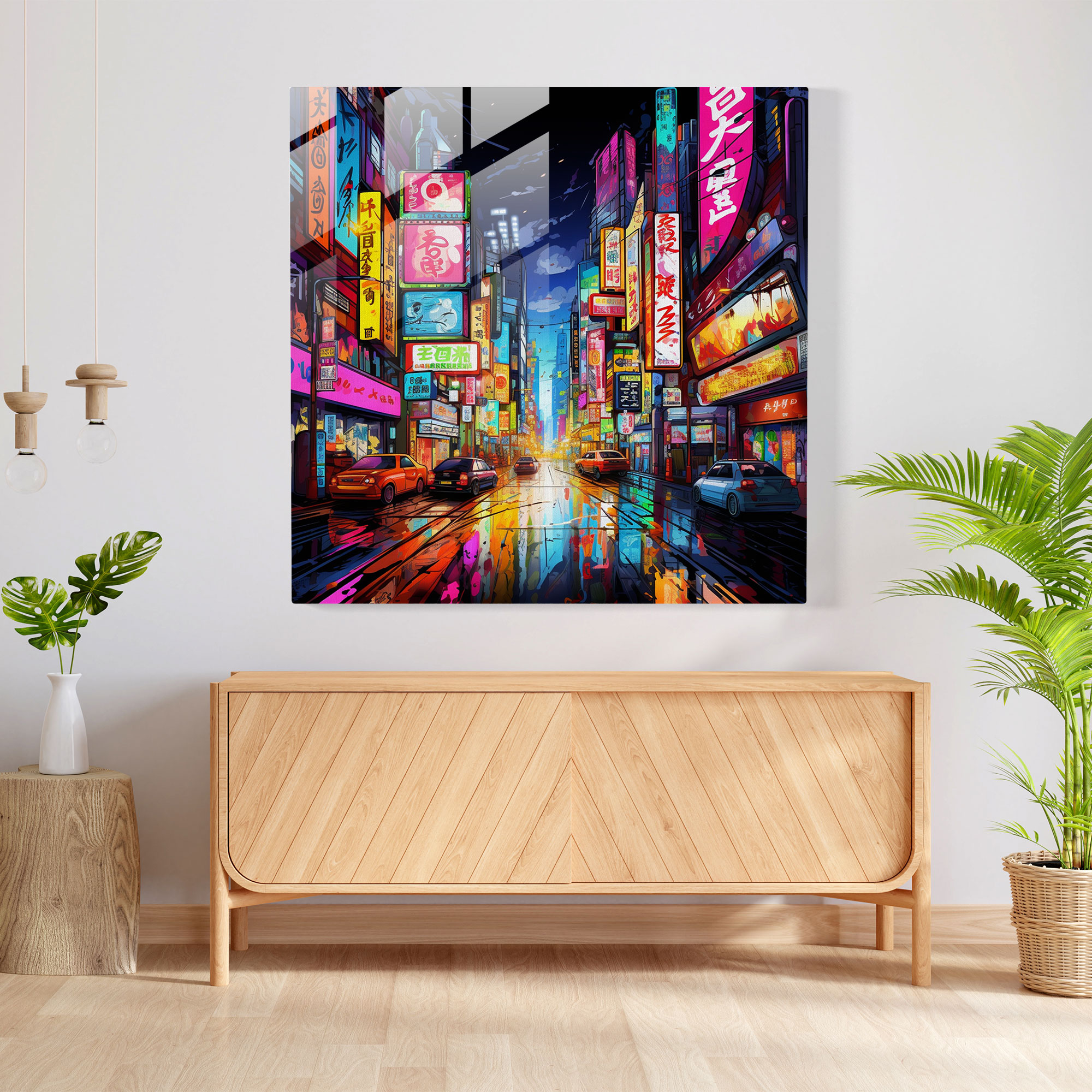 The Most Beautiful Landscapes Of The World - Neon Cityscape Glass Print - The Most Beautiful Landscapes Of The World, Cityscape, Energy, Wall Decoration