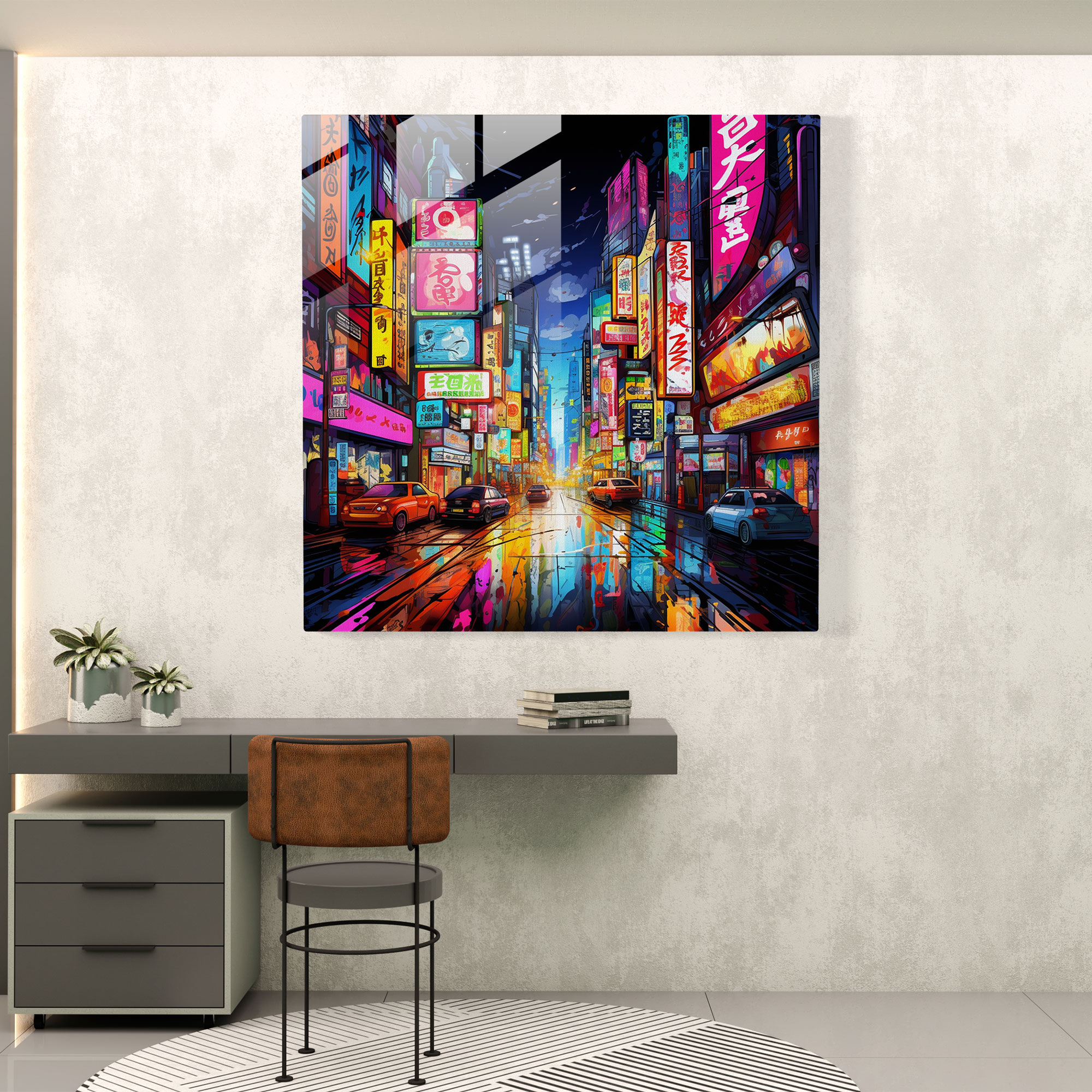 The Most Beautiful Landscapes Of The World - Neon Cityscape Glass Print - The Most Beautiful Landscapes Of The World, Cityscape, Energy, Wall Decoration