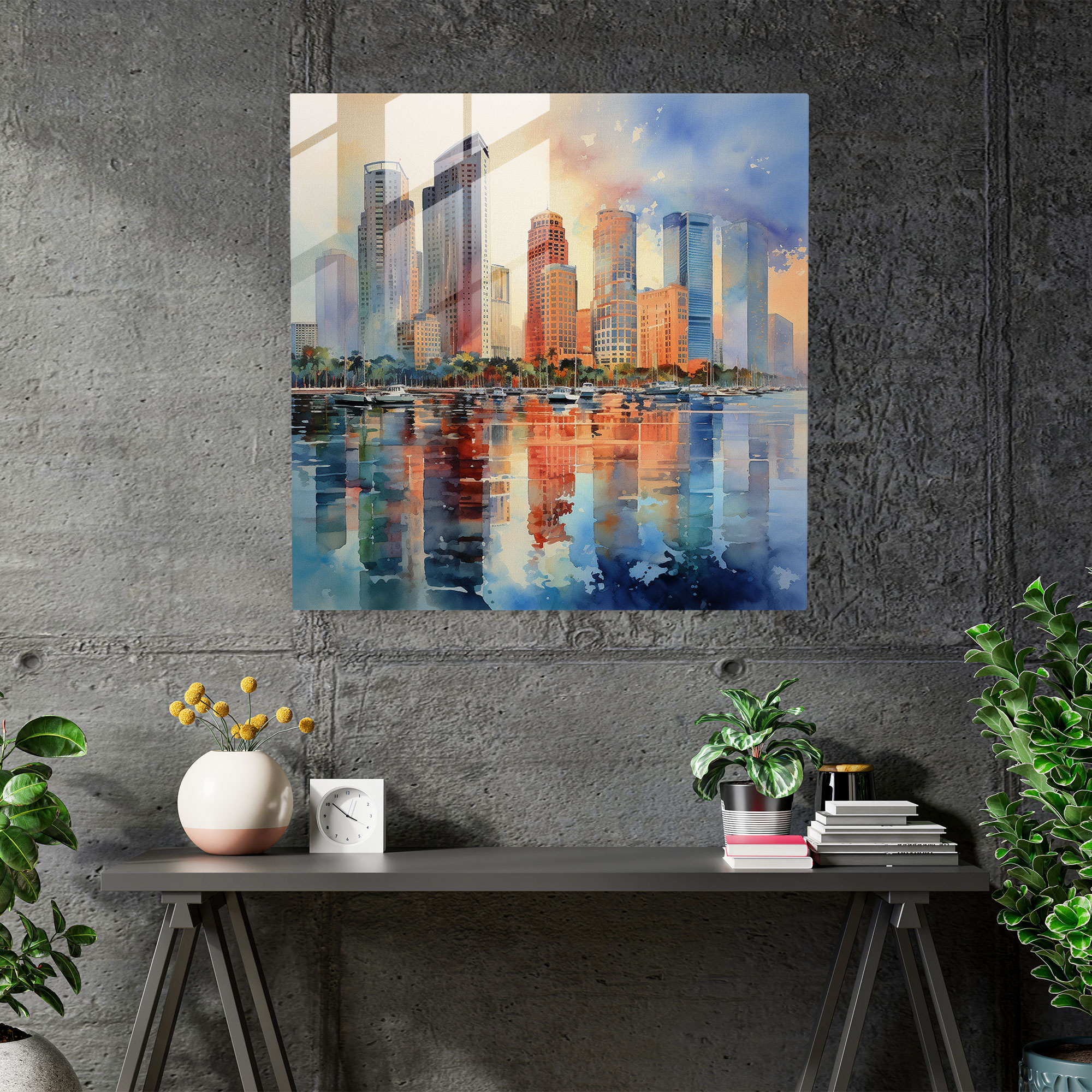 The Most Beautiful Landscapes Of The World - Contemporary Watercolor Glass Print - The Most Beautiful Landscapes Of The World, Glass Art, Modernity, Vibrant Cityscape