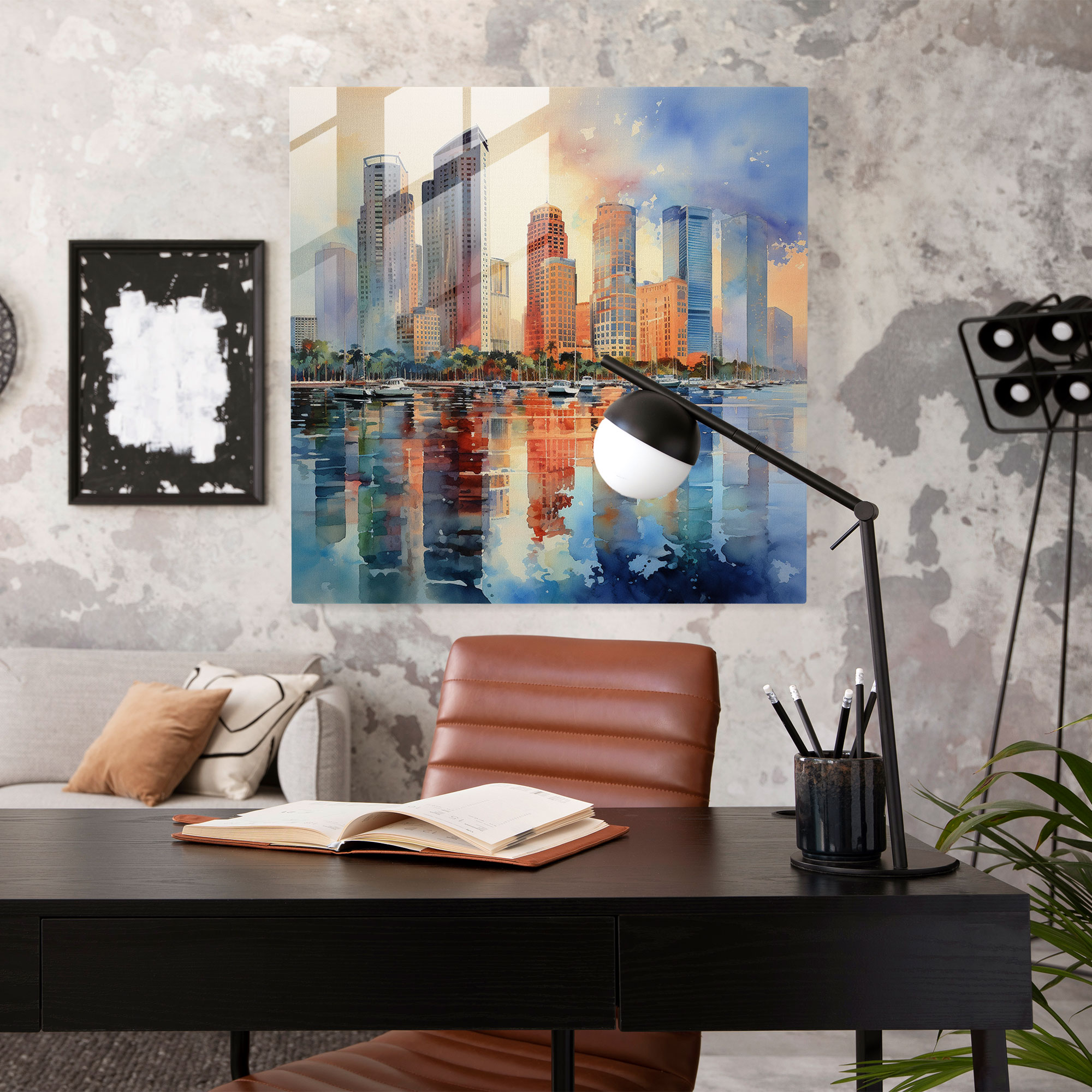 The Most Beautiful Landscapes Of The World - Contemporary Watercolor Glass Print - The Most Beautiful Landscapes Of The World, Glass Art, Modernity, Vibrant Cityscape