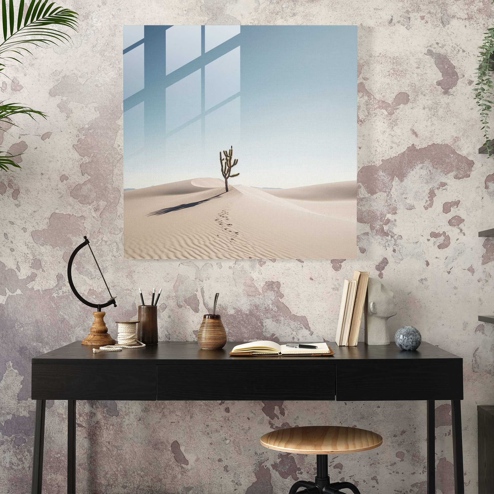 Dünyanın En Güzel Manzaraları - Minimalist Çöl Cam Tablosu - Dünyanın En Güzel Manzaraları Minimalizm Cam Duvar Sanatı Ev Dekorasyonu