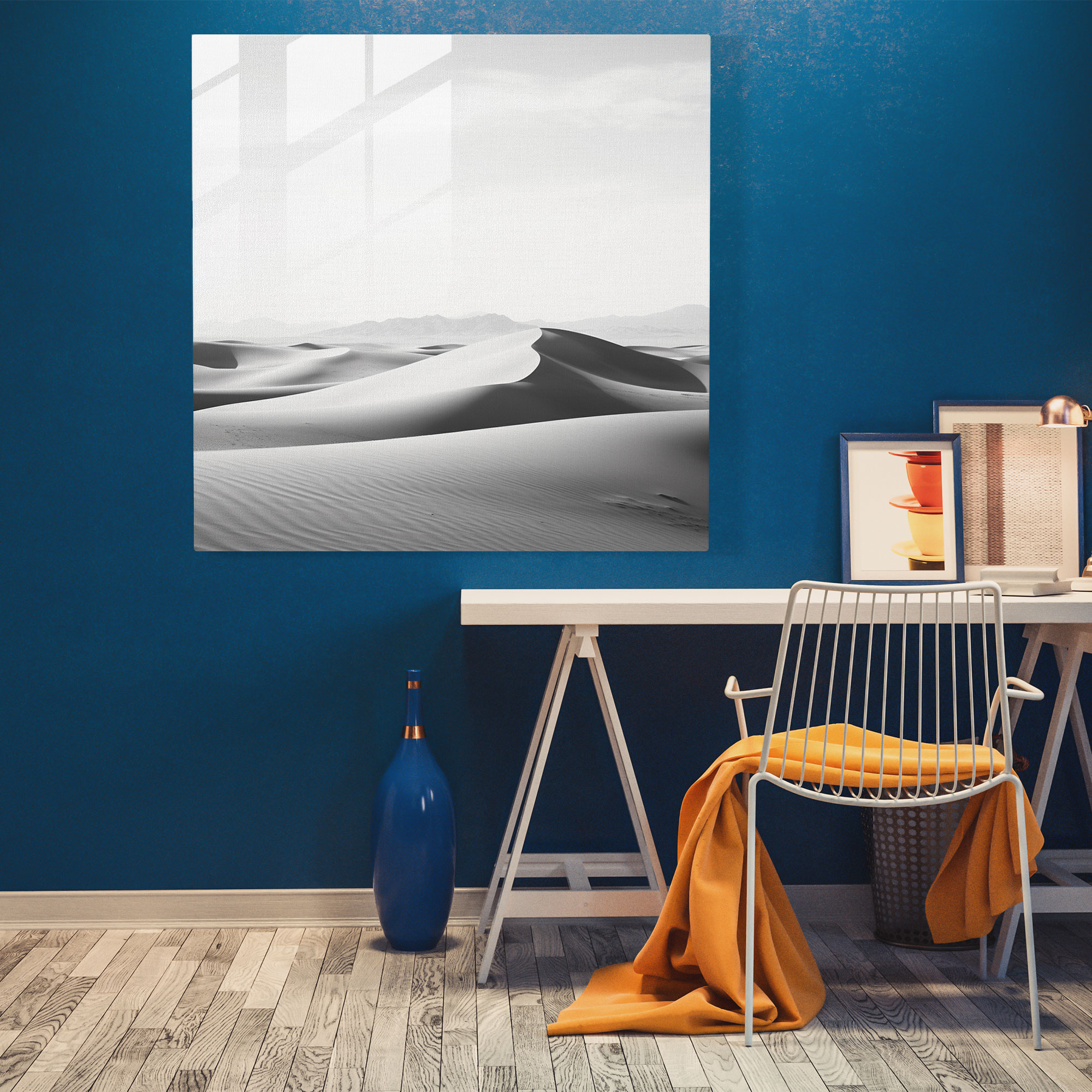 The Most Beautiful Landscapes Of The World - Desert Landscape Glass Print - The Most Beautiful Landscapes Of The World, Wall Decoration, Home Decoration, Minimalist Black And White Photograph