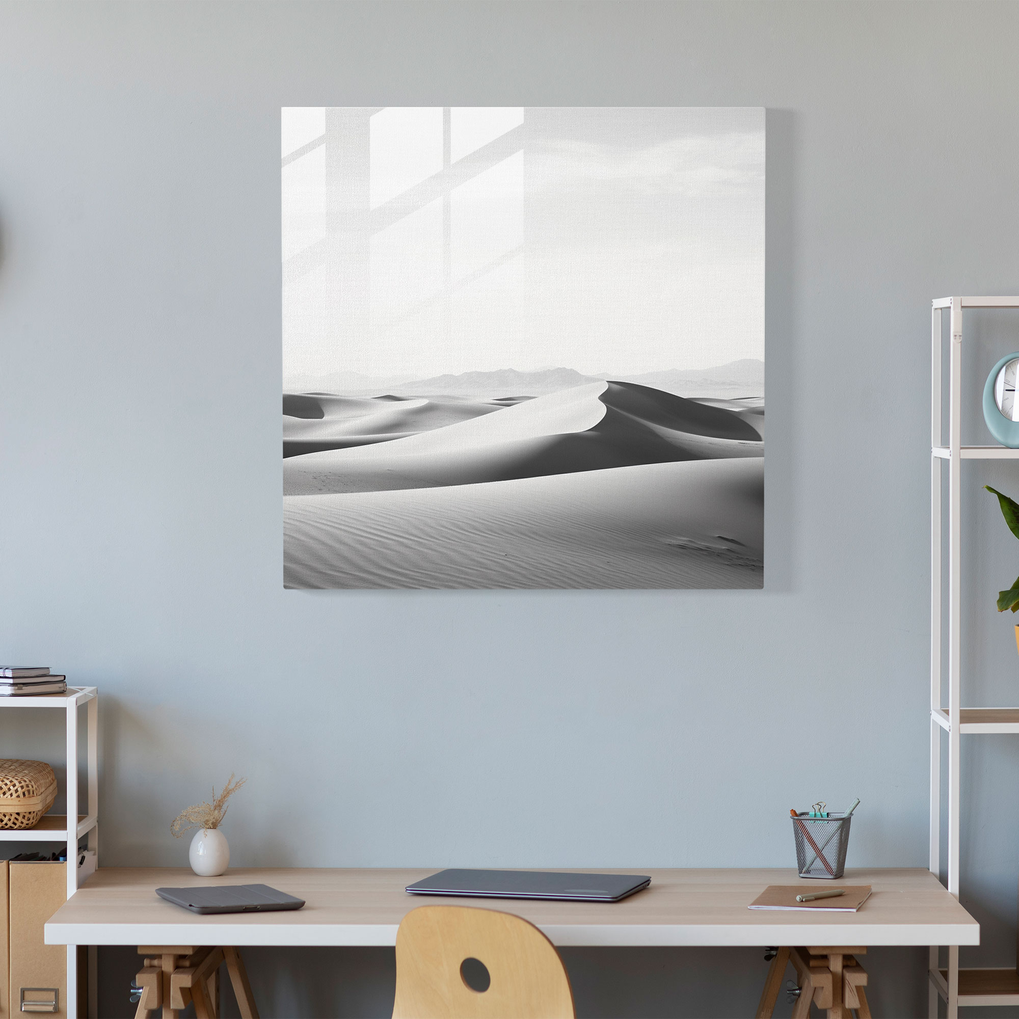 The Most Beautiful Landscapes Of The World - Desert Landscape Glass Print - The Most Beautiful Landscapes Of The World, Wall Decoration, Home Decoration, Minimalist Black And White Photograph