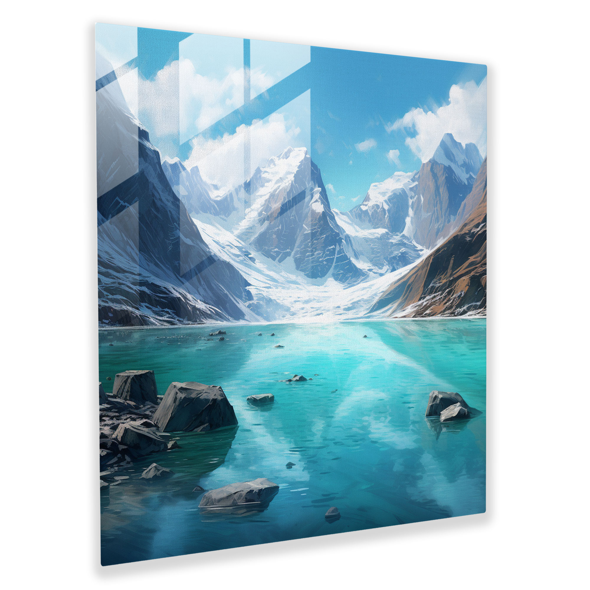 The Most Beautiful Landscapes Of The World - Turquoise Lake Glass Print - The Most Beautiful Landscapes Of The World, Snow-Capped Mountains, Glass Art, Modern Art
