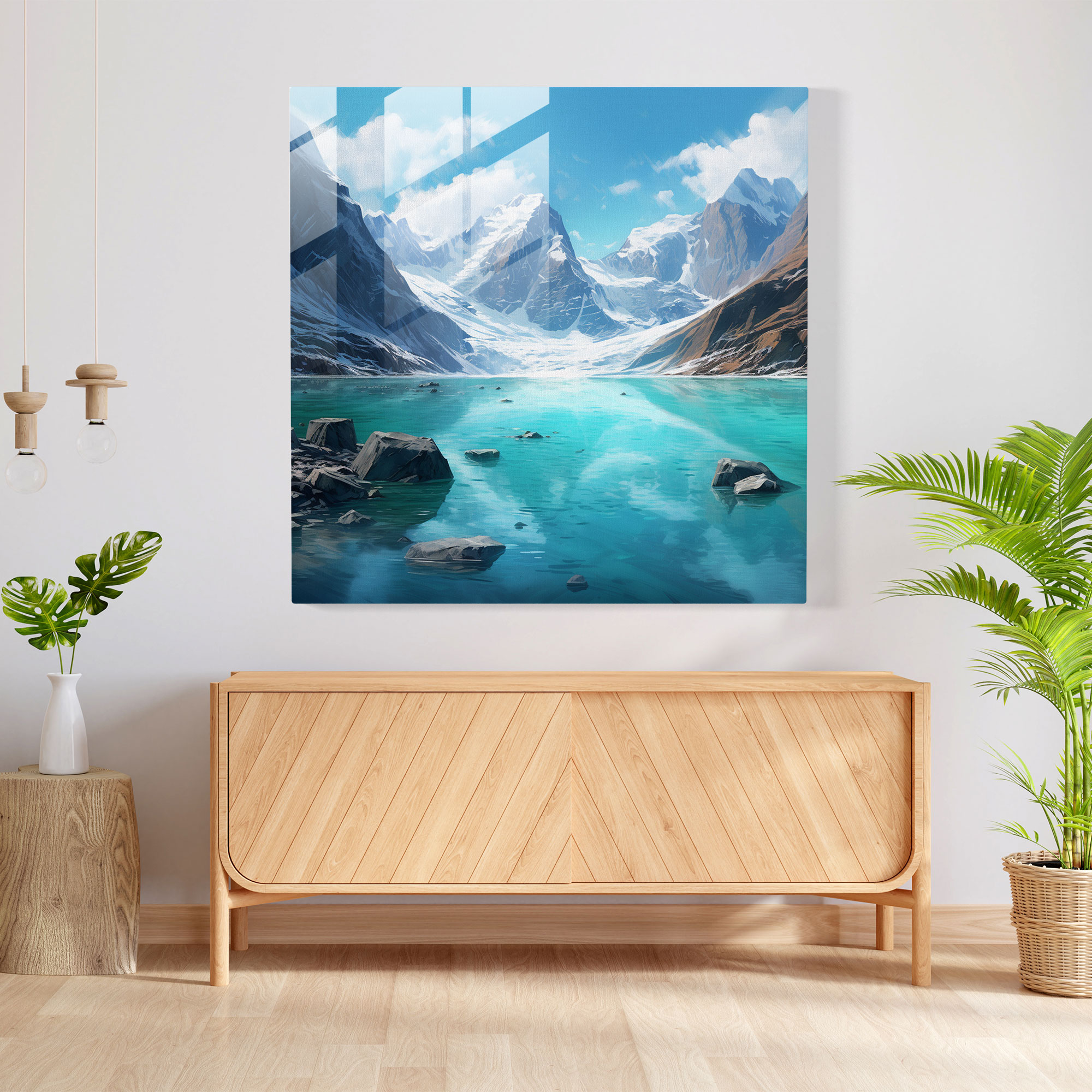 The Most Beautiful Landscapes Of The World - Turquoise Lake Glass Print - The Most Beautiful Landscapes Of The World, Snow-Capped Mountains, Glass Art, Modern Art