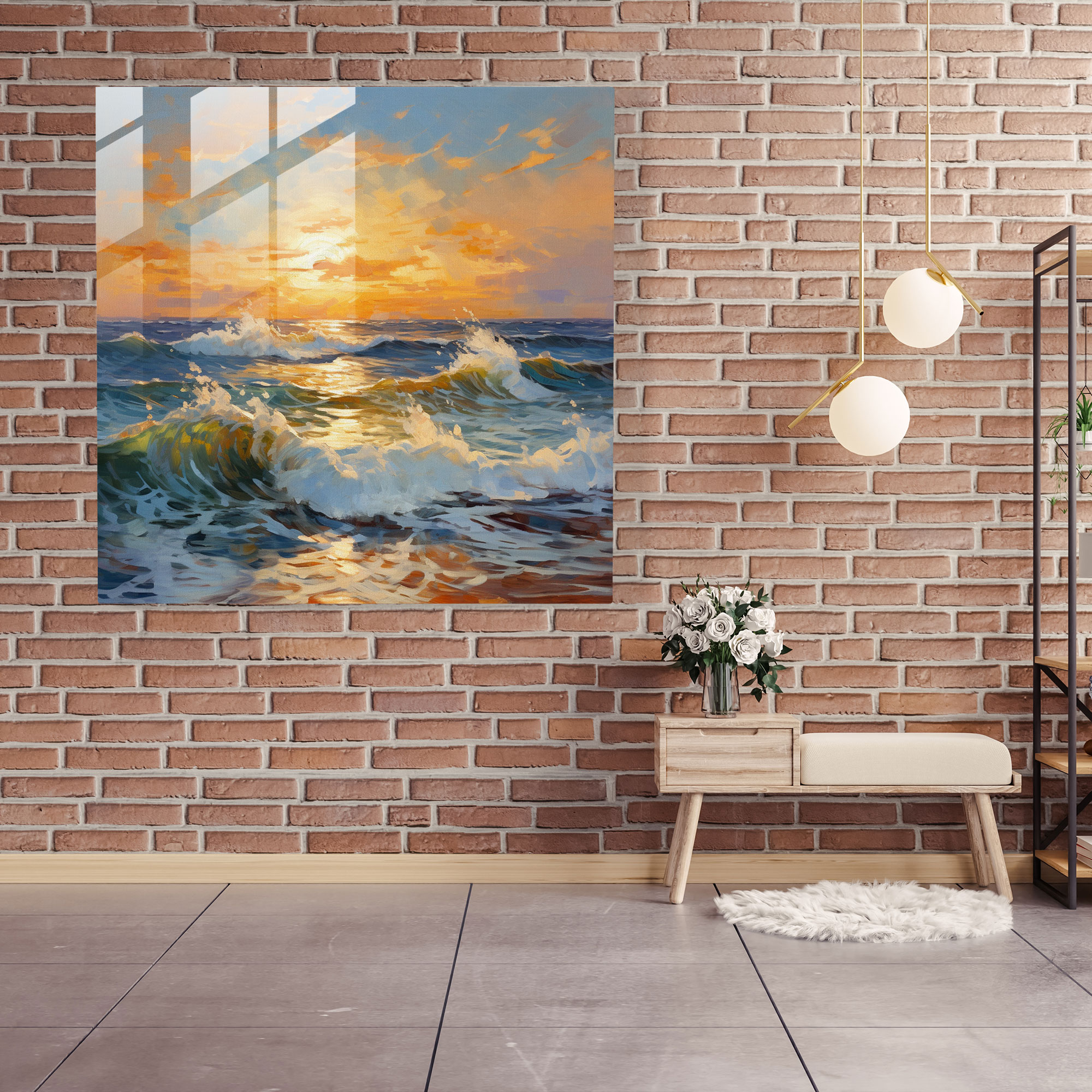 The Most Beautiful Landscapes Of The World - Coastal Sunset Glass Print - The Most Beautiful Landscapes Of The World, Modern Art, The Most Beautiful Landscapes Of The World, Impressionist Oil Painting