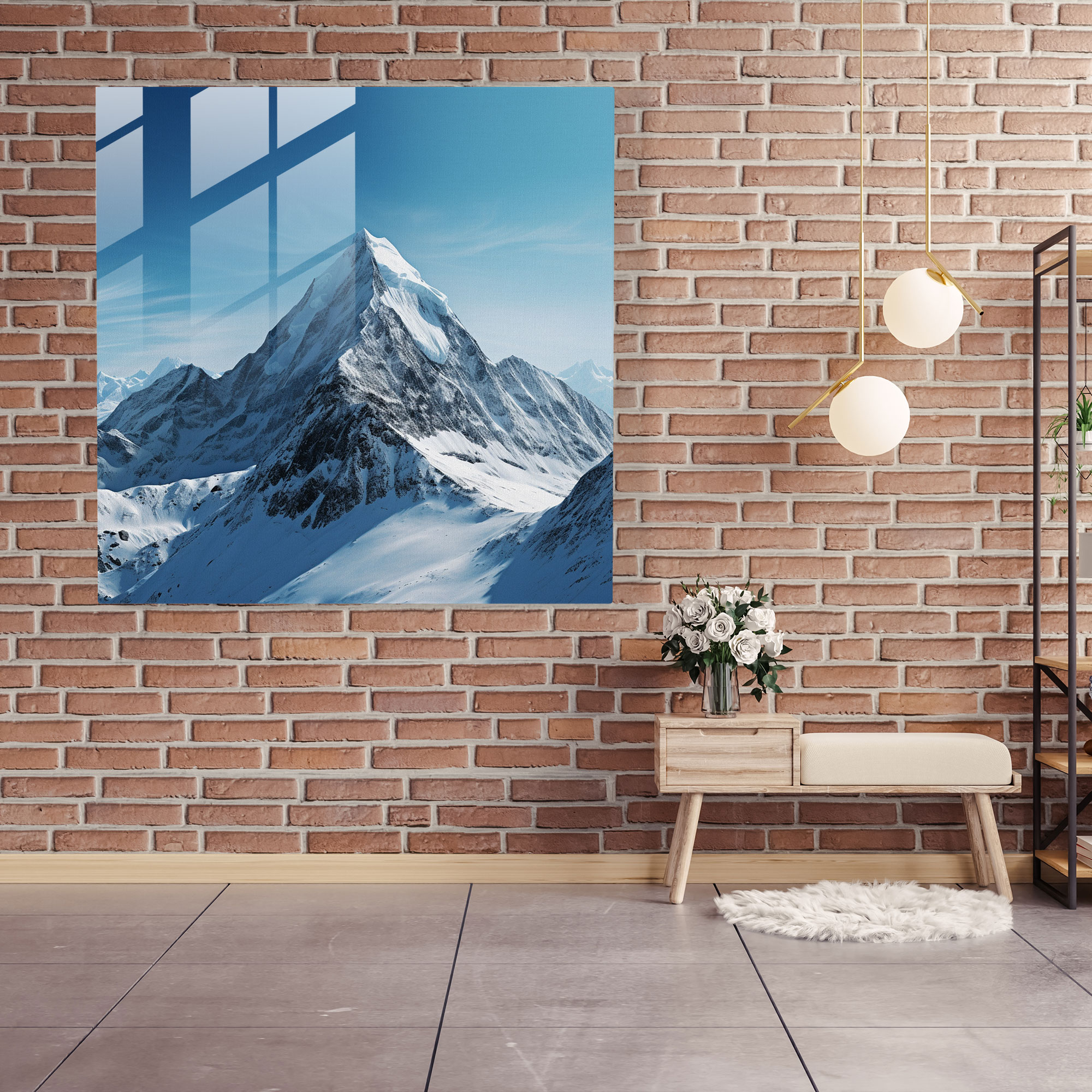 The Most Beautiful Landscapes Of The World - Mountain Range Glass Print - The Most Beautiful Landscapes Of The World, Clear Blue Sky, Hyper-Realistic Photograph, Snow-Capped Mountain Range