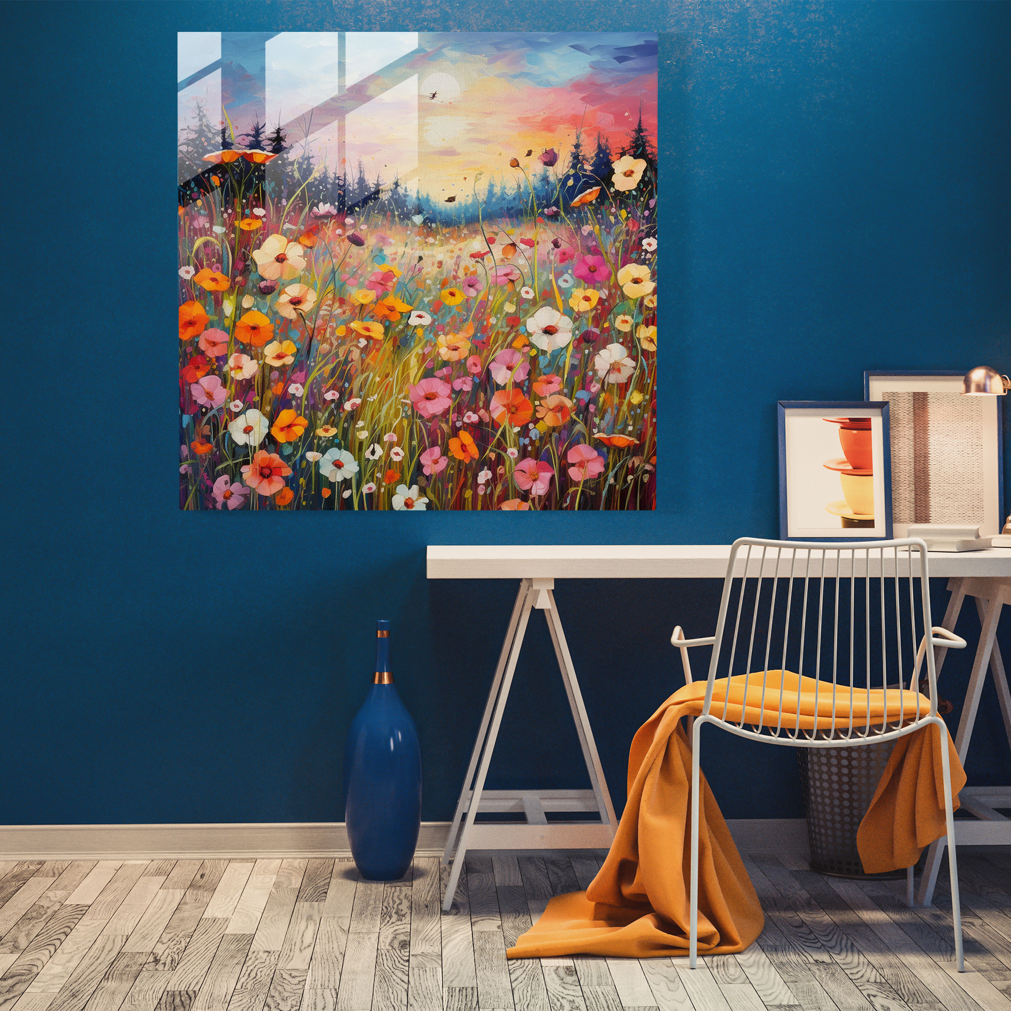 The Most Beautiful Landscapes Of The World - Colorful Meadow Glass Print - The Most Beautiful Landscapes Of The World, Blooming Wildflowers, Glass Wall Art, Glass Art