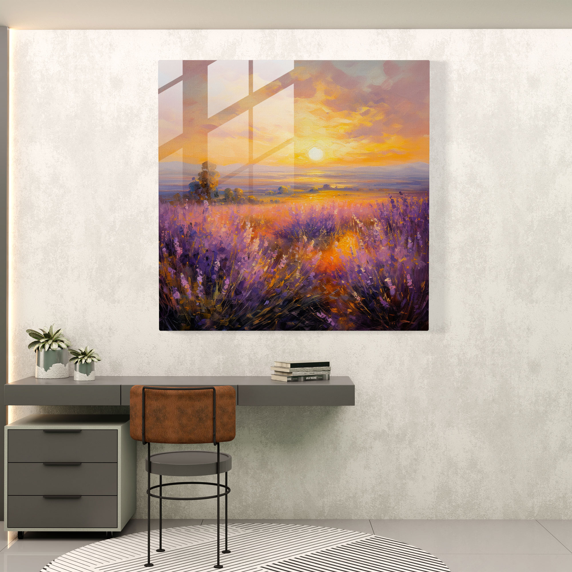 The Most Beautiful Landscapes Of The World - Lavender Field Glass Print - The Most Beautiful Landscapes Of The World, Romantic Atmosphere, Lavender Field, Glass Wall Art