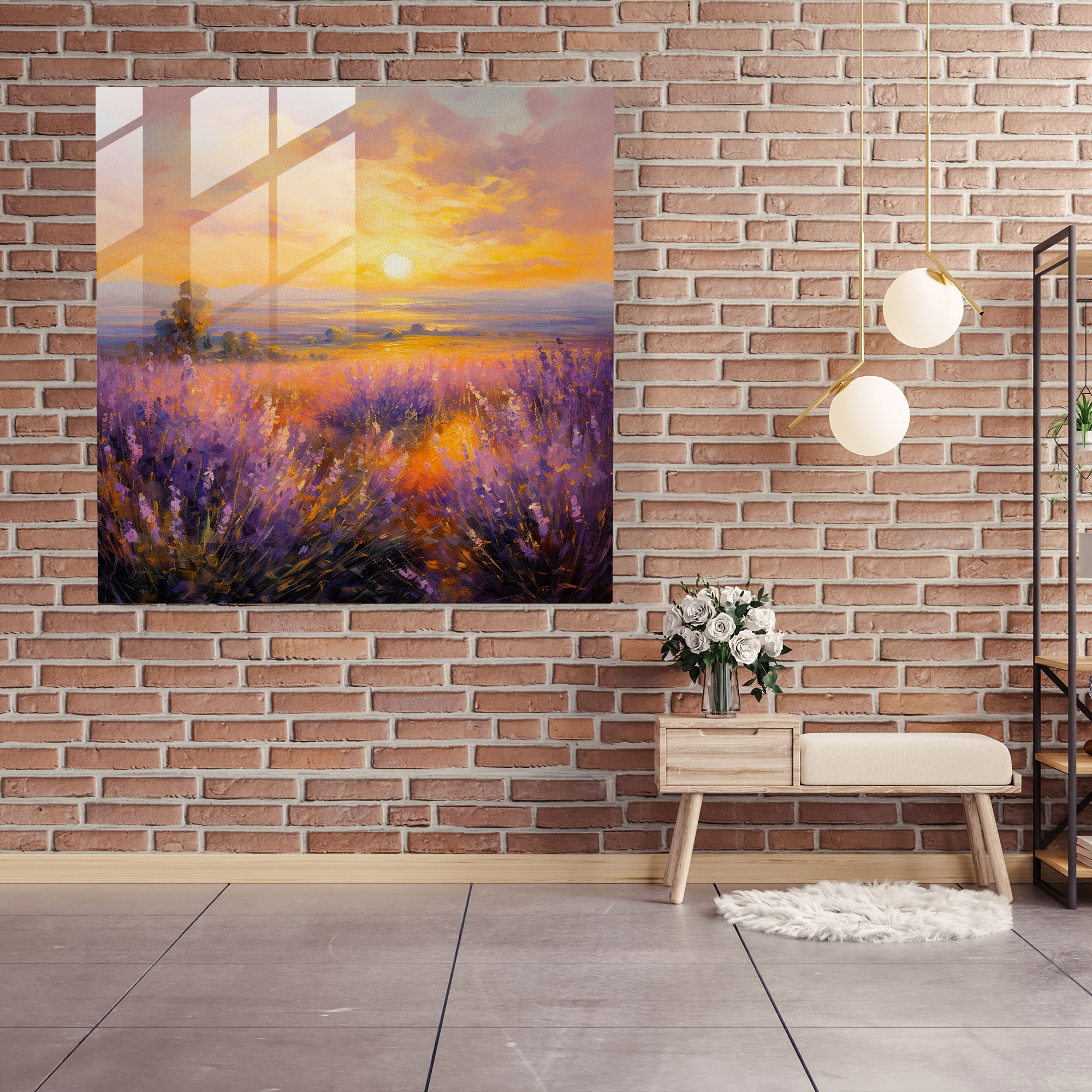 The Most Beautiful Landscapes Of The World - Lavender Field Glass Print - The Most Beautiful Landscapes Of The World, Romantic Atmosphere, Lavender Field, Glass Wall Art