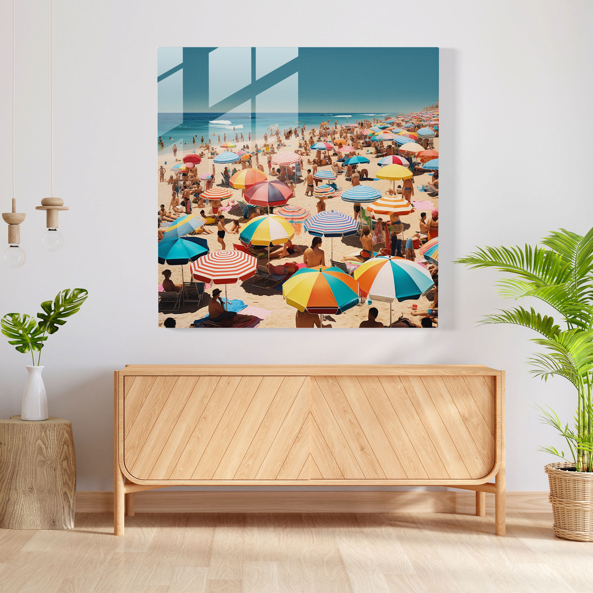 The Most Beautiful Landscapes Of The World - Colorful Beach Glass Print - The Most Beautiful Landscapes Of The World, Umbrellas, Glass Art, Sunbathers
