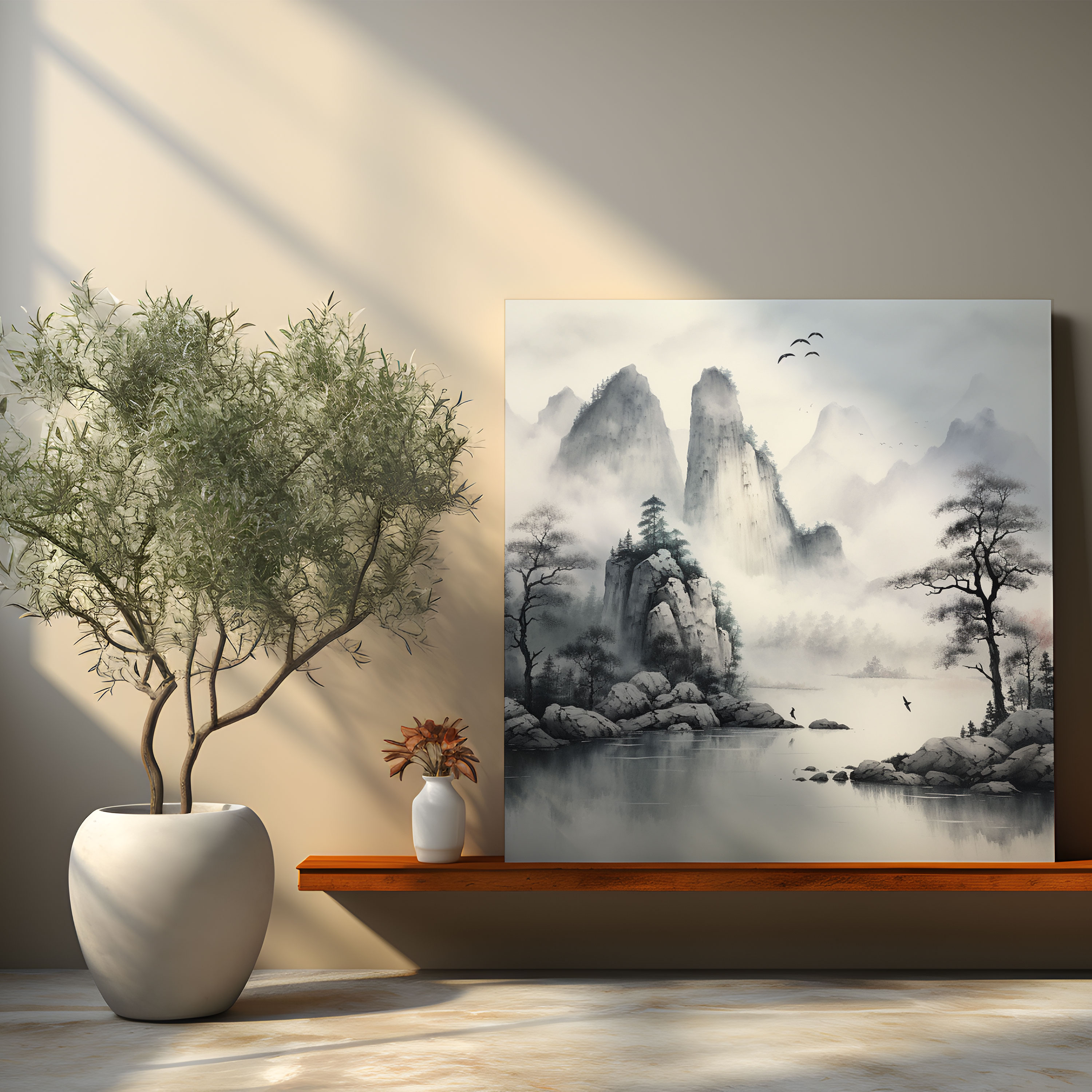 The Most Beautiful Landscapes Of The World - Mountain Landscape Canvas Print - The Most Beautiful Landscapes Of The World, Wall Art, Traditional Ink Painting, Canvas Wall Art