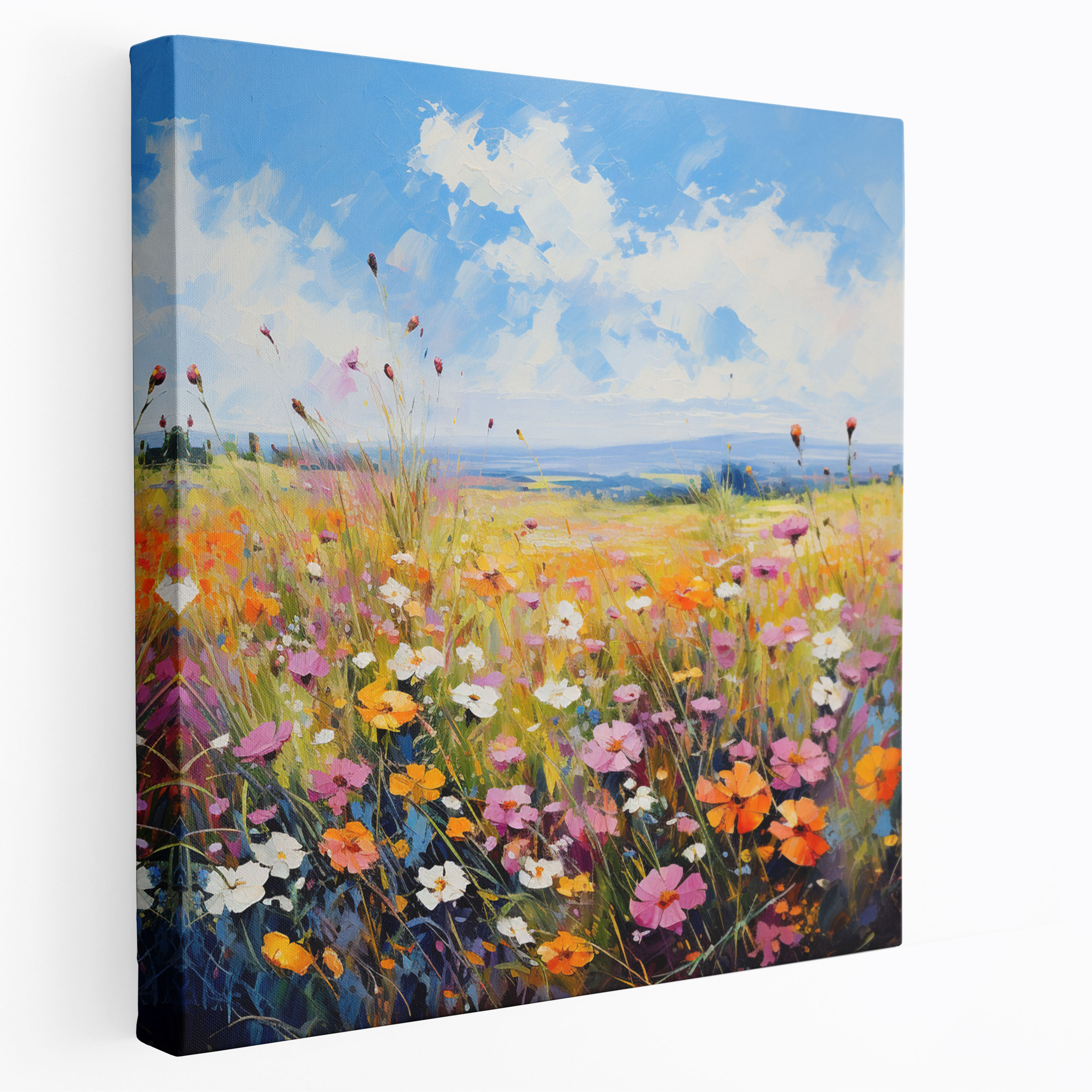 The Most Beautiful Landscapes Of The World - Impressionist Wildflower Field Canvas Print - The Most Beautiful Landscapes Of The World, The Most Beautiful Landscapes Of The World, Impressionist, Oil Painting