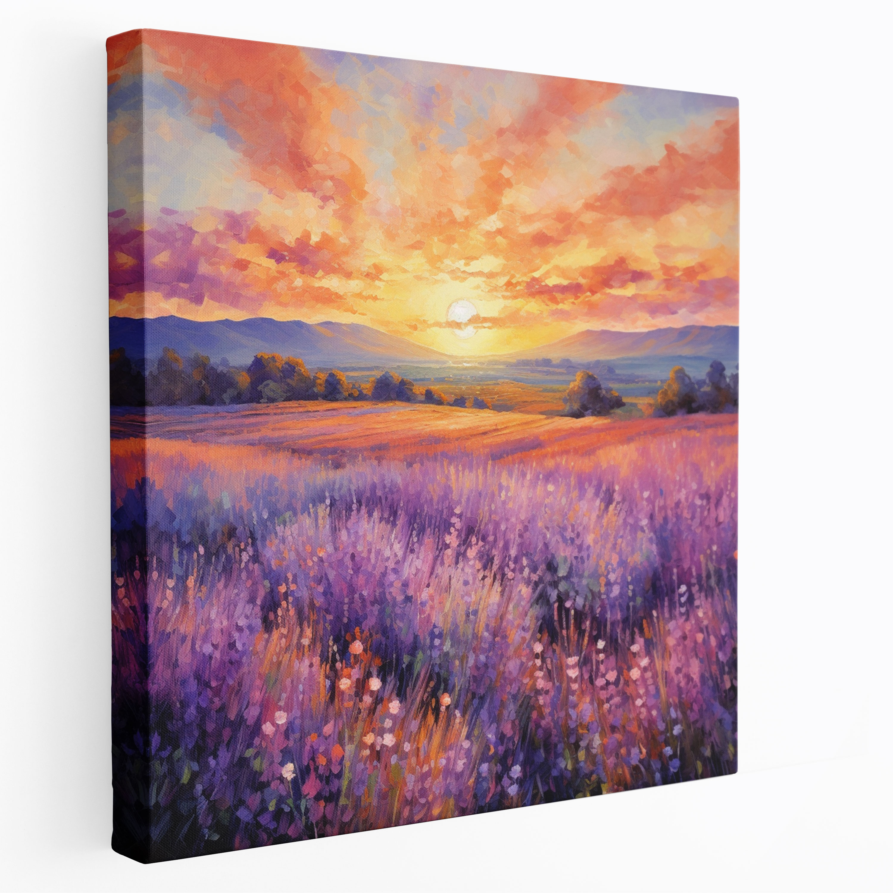 The Most Beautiful Landscapes Of The World - Lavender Field Canvas Print - The Most Beautiful Landscapes Of The World, Canvas Print, Watercolor, Wall Decoration