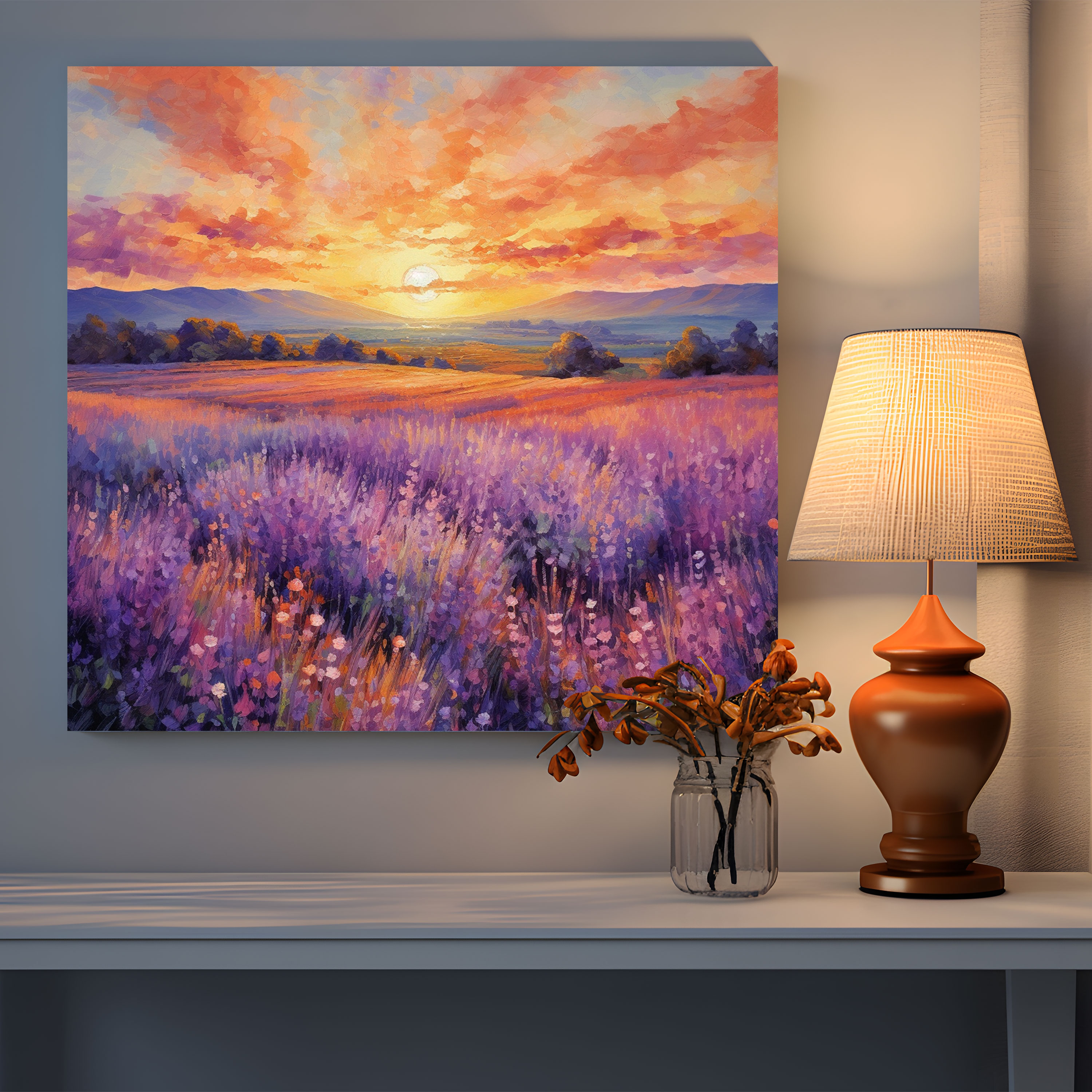 The Most Beautiful Landscapes Of The World - Lavender Field Canvas Print - The Most Beautiful Landscapes Of The World, Canvas Print, Watercolor, Wall Decoration