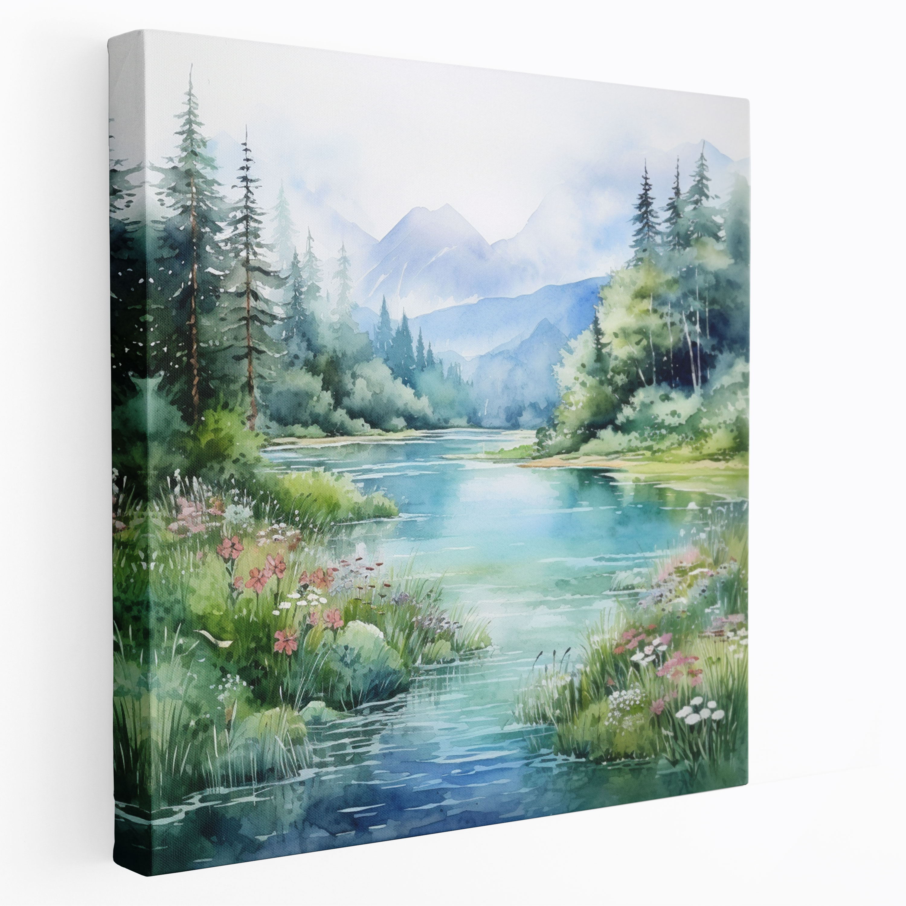 The Most Beautiful Landscapes Of The World - Serene Lake Canvas Print - The Most Beautiful Landscapes Of The World, The Most Beautiful Landscapes Of The World, Canvas Wall Art, Watercolor Painting
