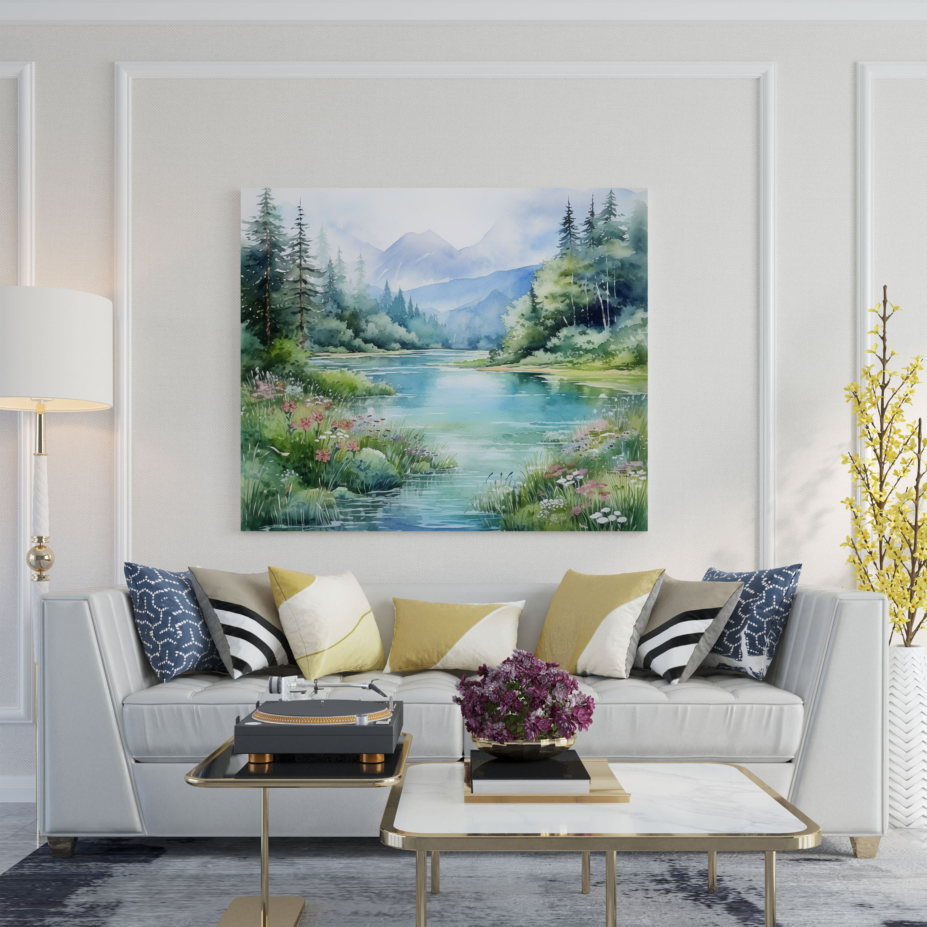 The Most Beautiful Landscapes Of The World - Serene Lake Canvas Print - The Most Beautiful Landscapes Of The World, The Most Beautiful Landscapes Of The World, Canvas Wall Art, Watercolor Painting