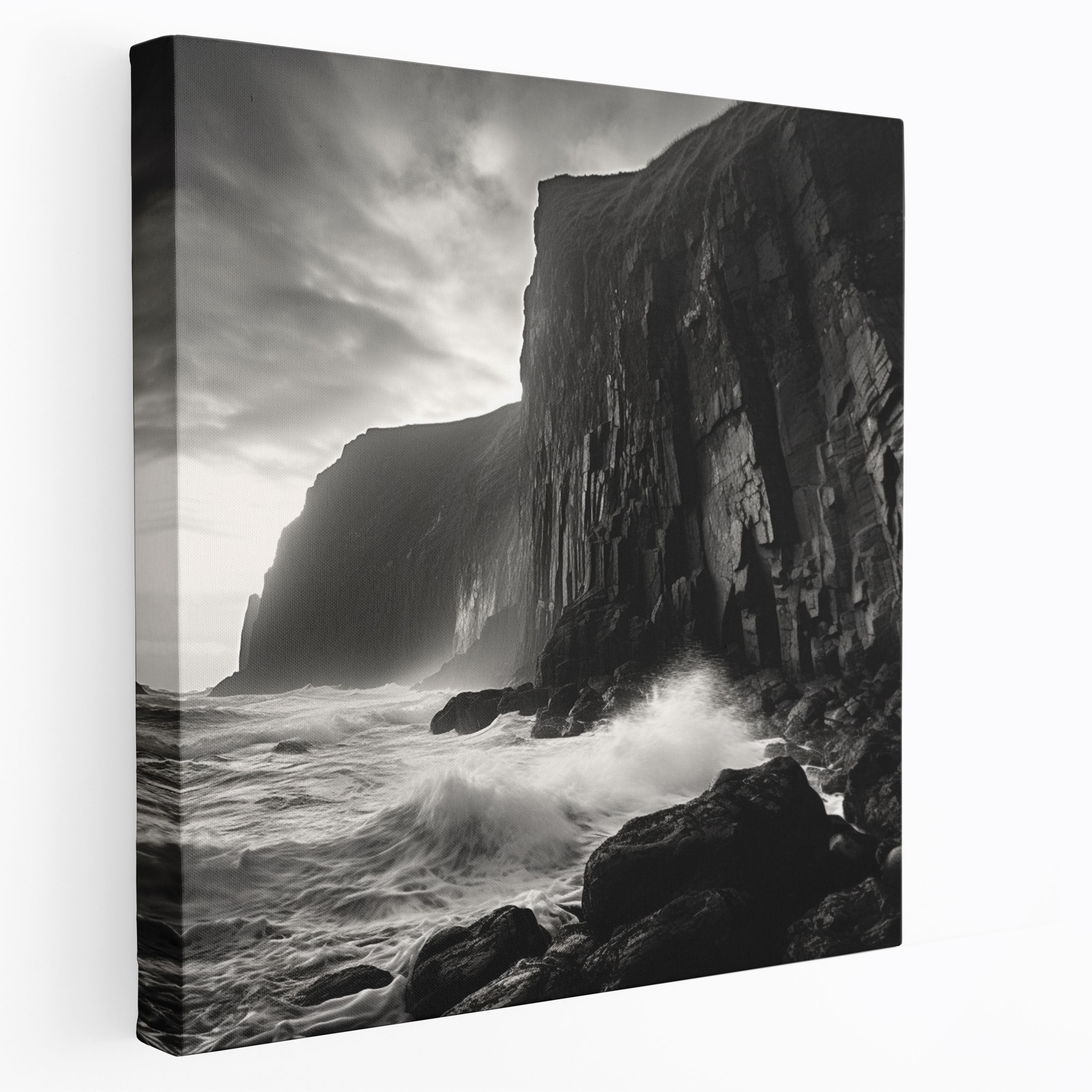 The Most Beautiful Landscapes Of The World - Dramatic Coastline Canvas Print - The Most Beautiful Landscapes Of The World, The Most Beautiful Landscapes Of The World, Canvas, Black And White Photograph