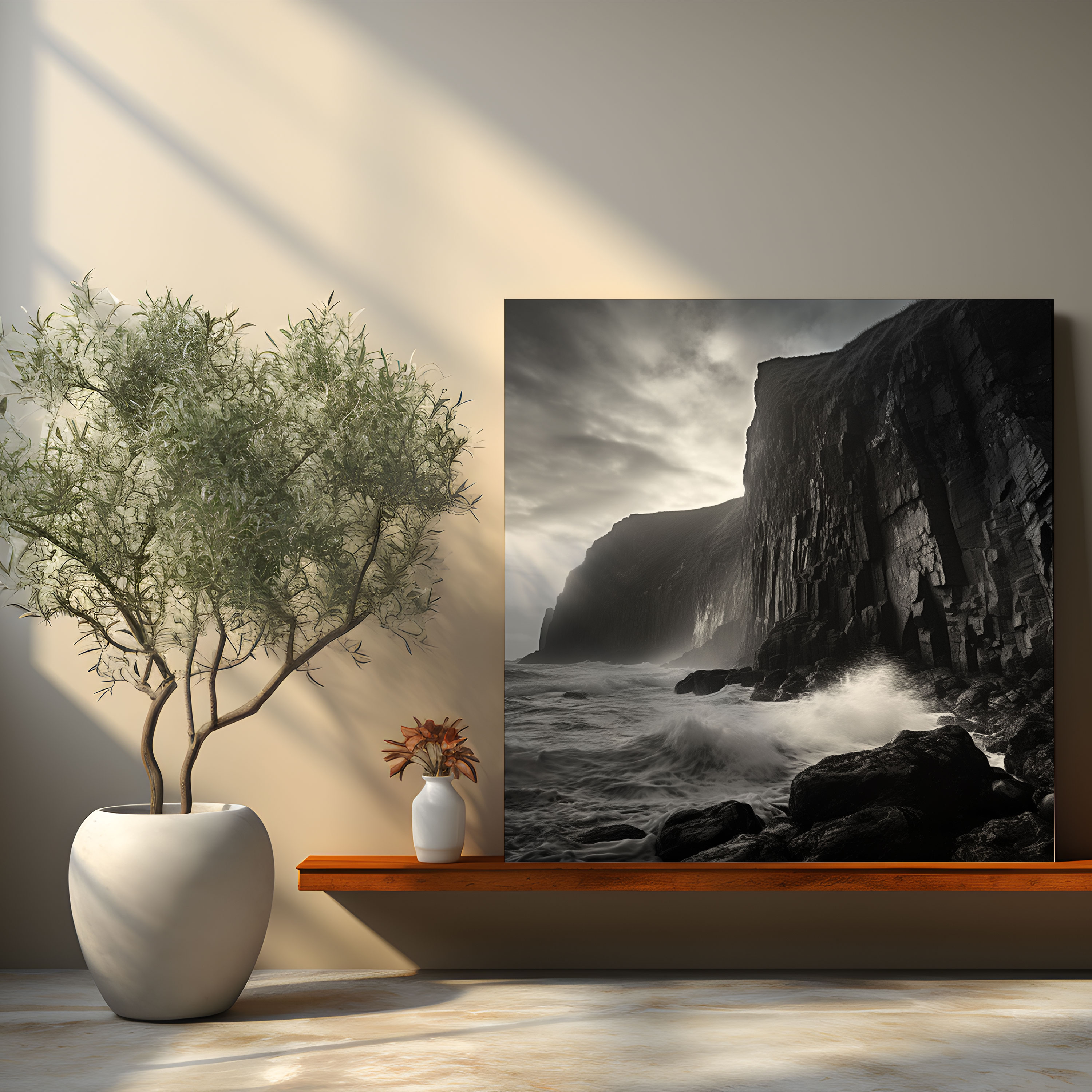 The Most Beautiful Landscapes Of The World - Dramatic Coastline Canvas Print - The Most Beautiful Landscapes Of The World, The Most Beautiful Landscapes Of The World, Canvas, Black And White Photograph