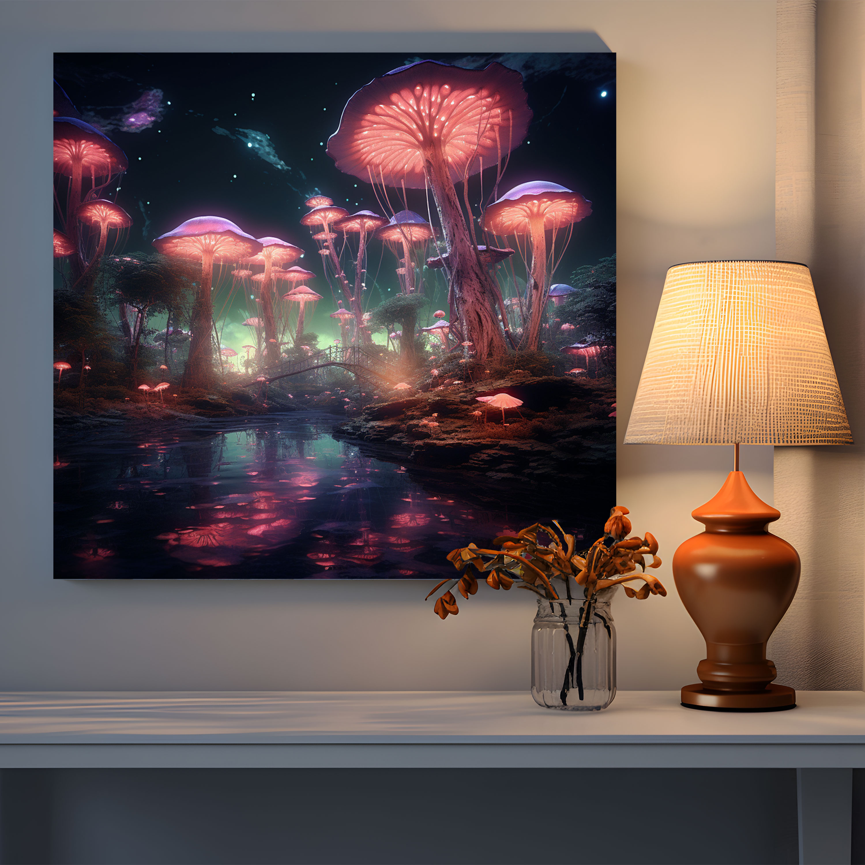 The Most Beautiful Landscapes Of The World: Dreamlike Forest Canvas Print - The Most Beautiful Landscapes Of The World, Glowing Mushrooms, Floating Islands, The Most Beautiful Landscapes Of The World