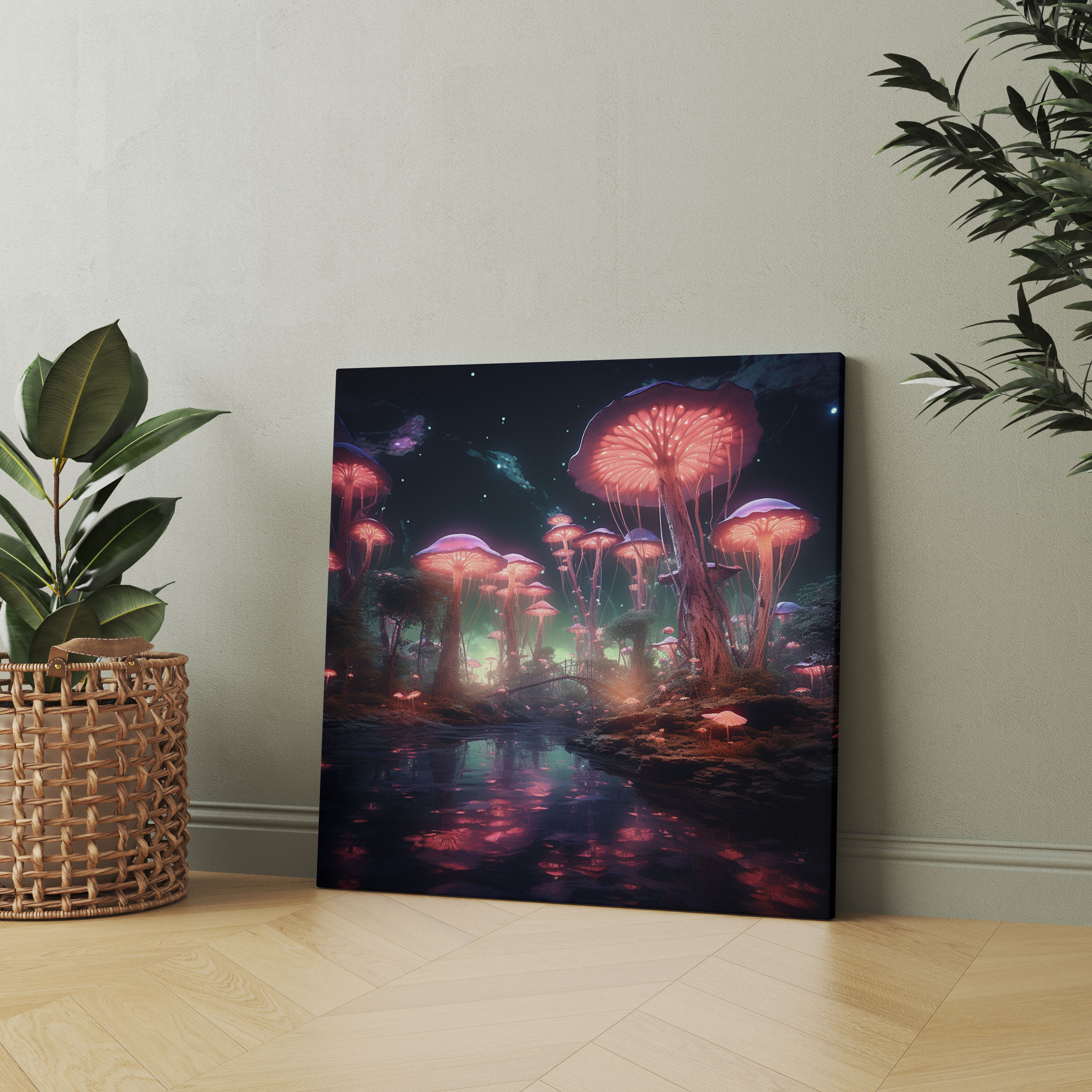 The Most Beautiful Landscapes Of The World: Dreamlike Forest Canvas Print - The Most Beautiful Landscapes Of The World, Glowing Mushrooms, Floating Islands, The Most Beautiful Landscapes Of The World