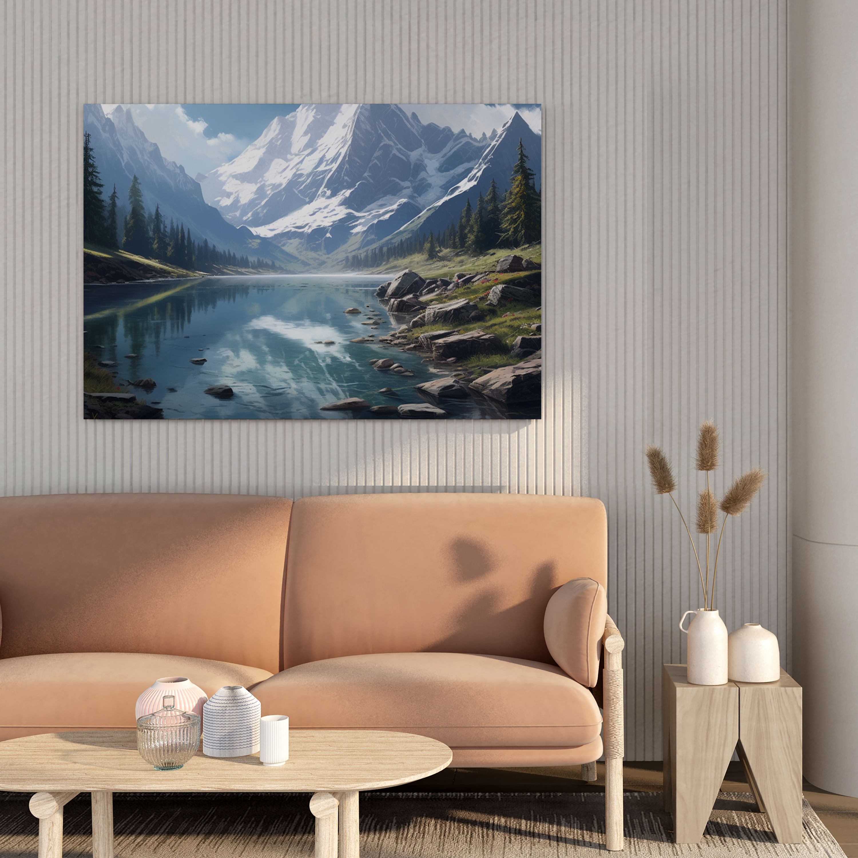 The Most Beautiful Landscapes Of The World - Serene Mountain Lake Canvas Print - The Most Beautiful Landscapes Of The World, Canvas, Snow-Capped, Wall Decoration