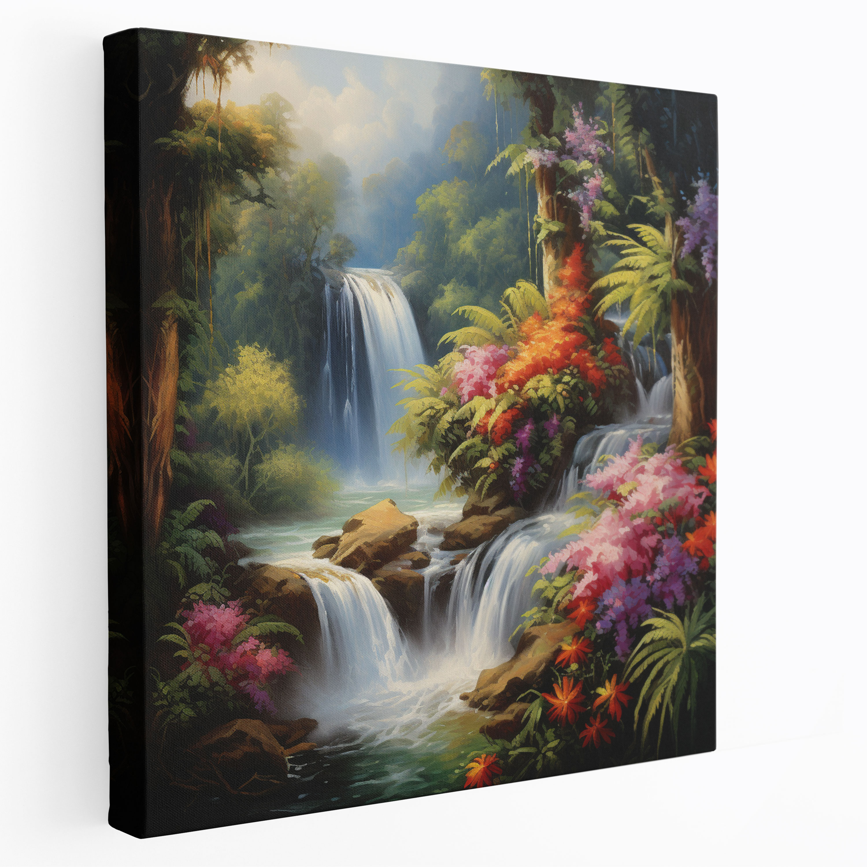 The Most Beautiful Landscapes Of The World - Breathtaking Waterfall Oasis Canvas Print - The Most Beautiful Landscapes Of The World, Oasis, Cascading Waterfall, Lush Foliage