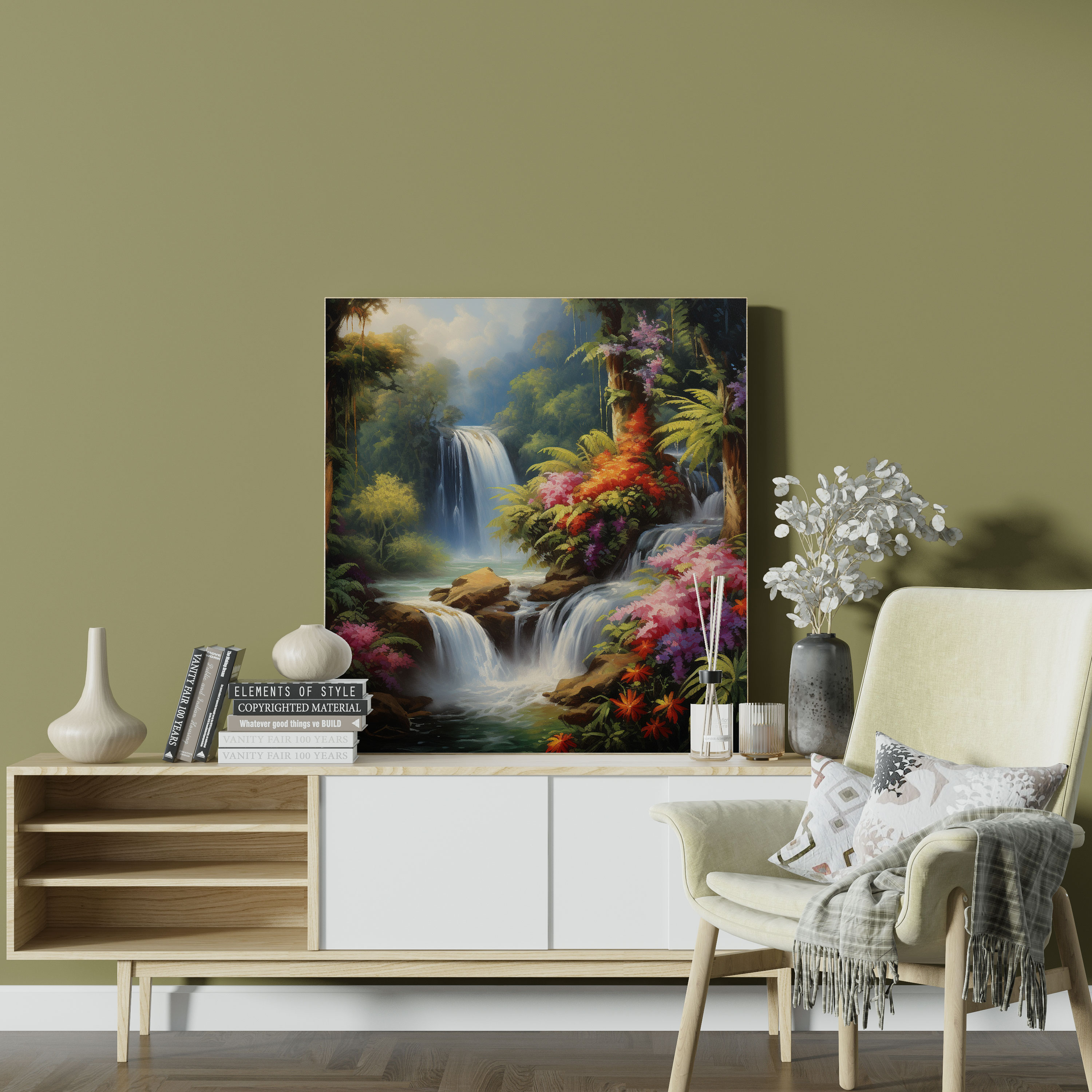 The Most Beautiful Landscapes Of The World - Breathtaking Waterfall Oasis Canvas Print - The Most Beautiful Landscapes Of The World, Oasis, Cascading Waterfall, Lush Foliage