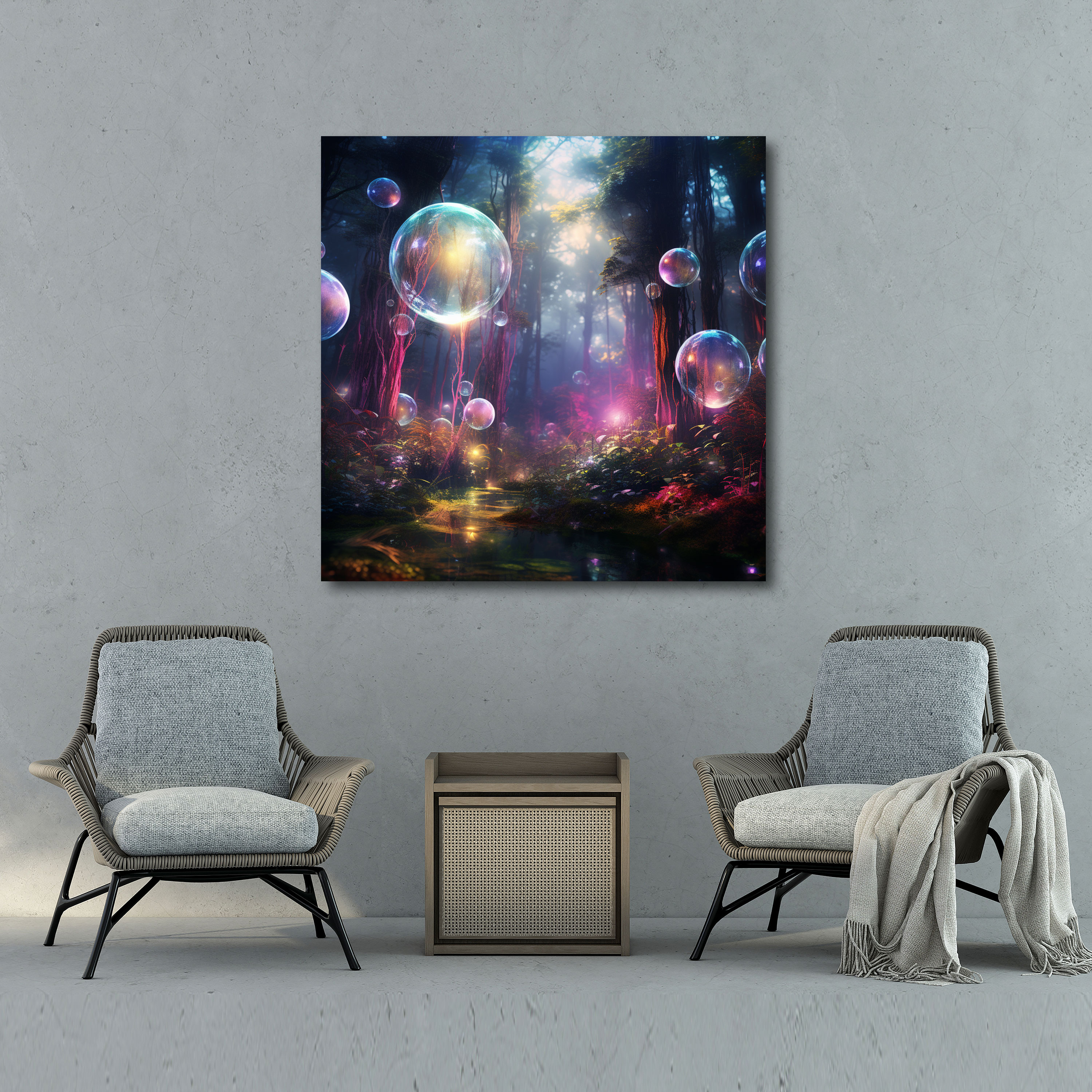 The Most Beautiful Landscapes Of The World - Mystical Forest Canvas Print - The Most Beautiful Landscapes Of The World, Mystical Forest, Canvas Wall Art, Colorful Orbs