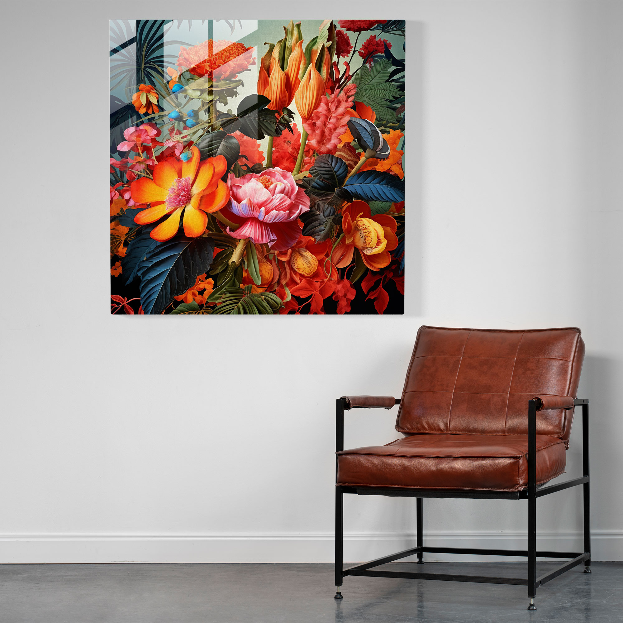 Exotic Flora Glass Wall Art - Tropical, Glass Wall Art, Tropical Plants, Digital Collage