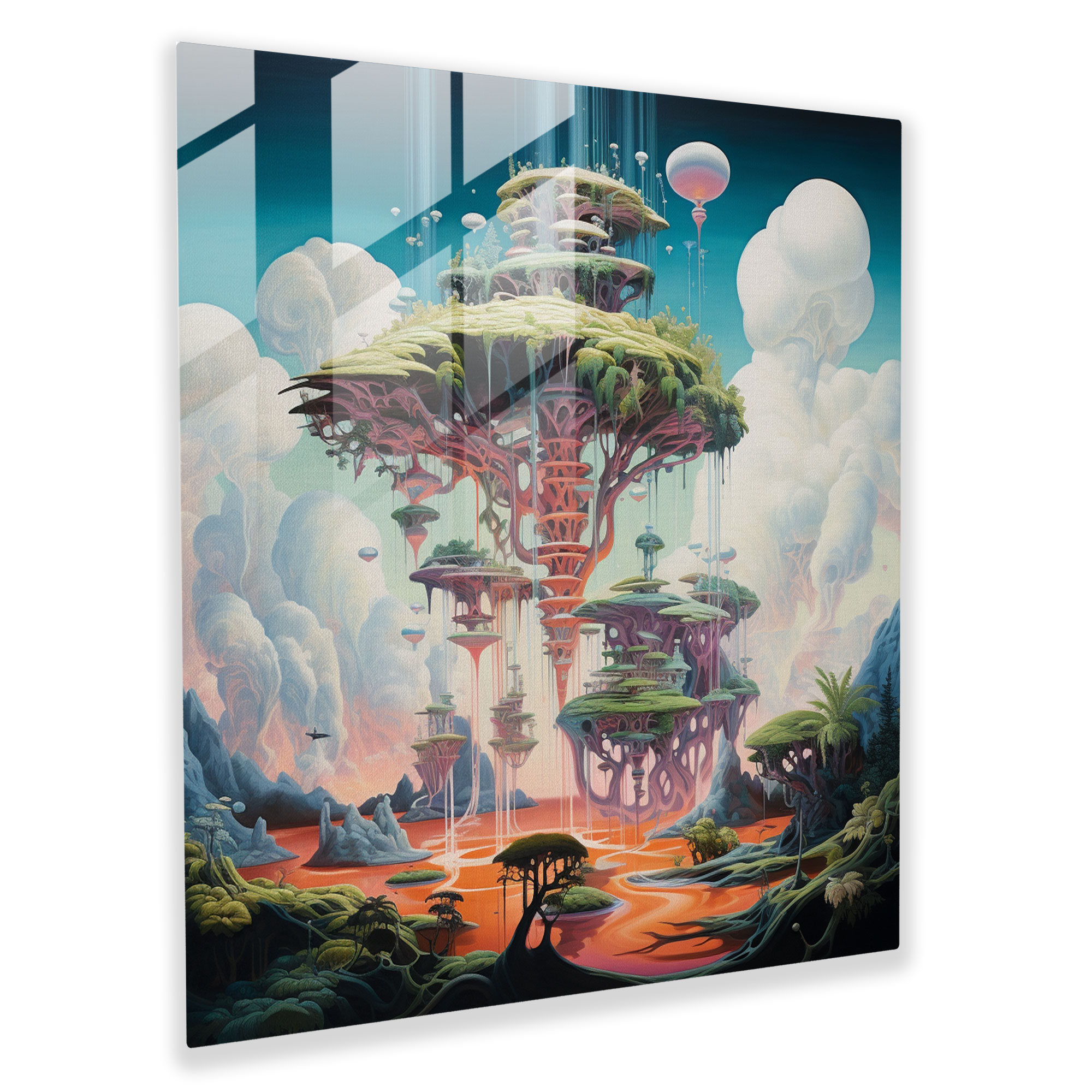 Dreamscape Glass Print - Tropical, Glass Art, Glass Print, Surrealist Painting