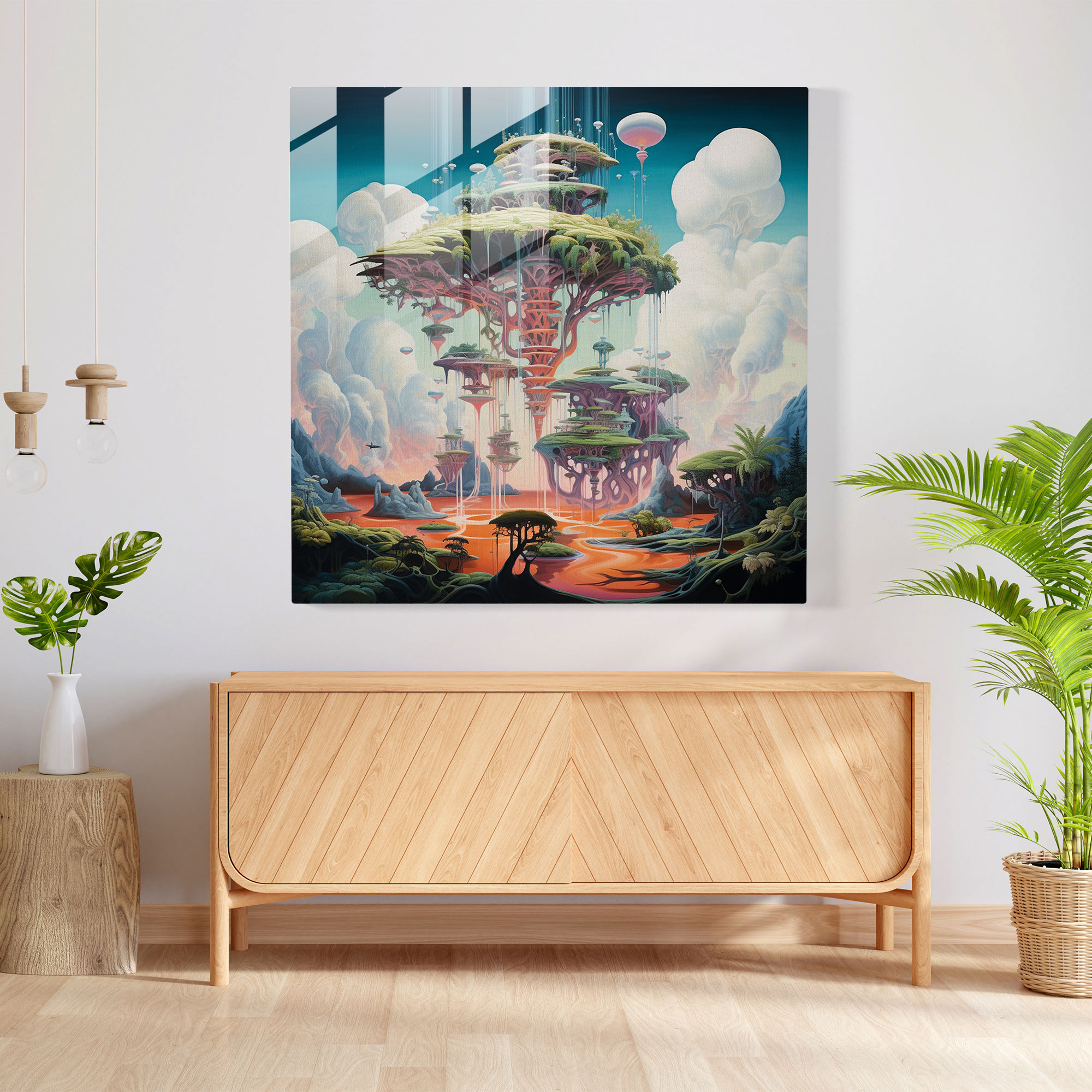 Dreamscape Glass Print - Tropical, Glass Art, Glass Print, Surrealist Painting