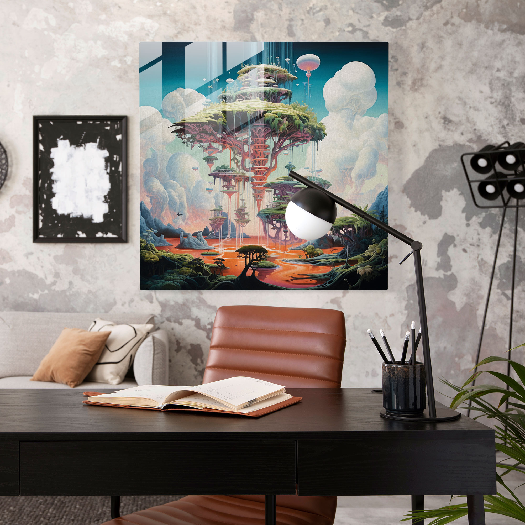 Dreamscape Glass Print - Tropical, Glass Art, Glass Print, Surrealist Painting