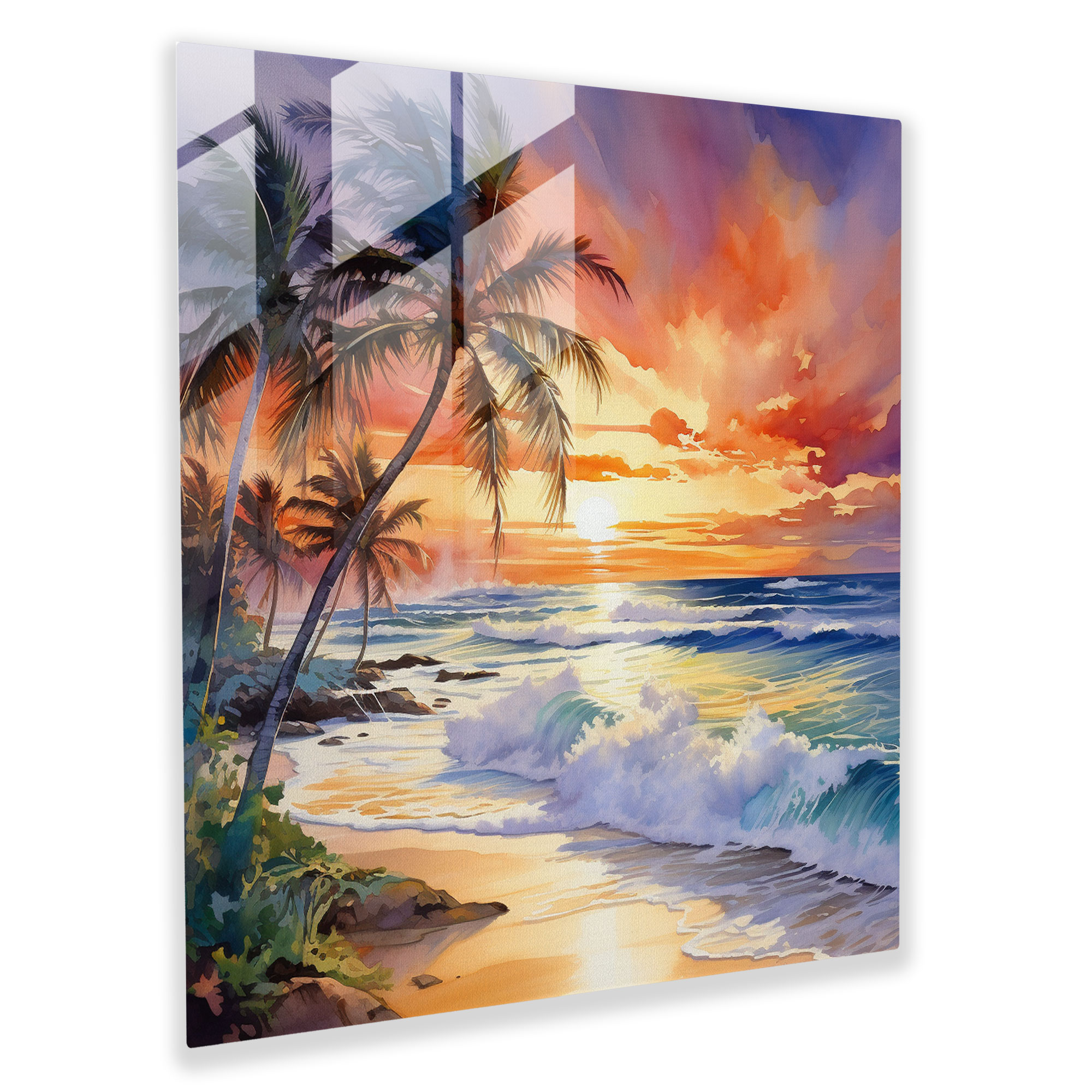 Tropical Paradise Glass Print - Tropical, Palm Trees, Tropical, Glass Art