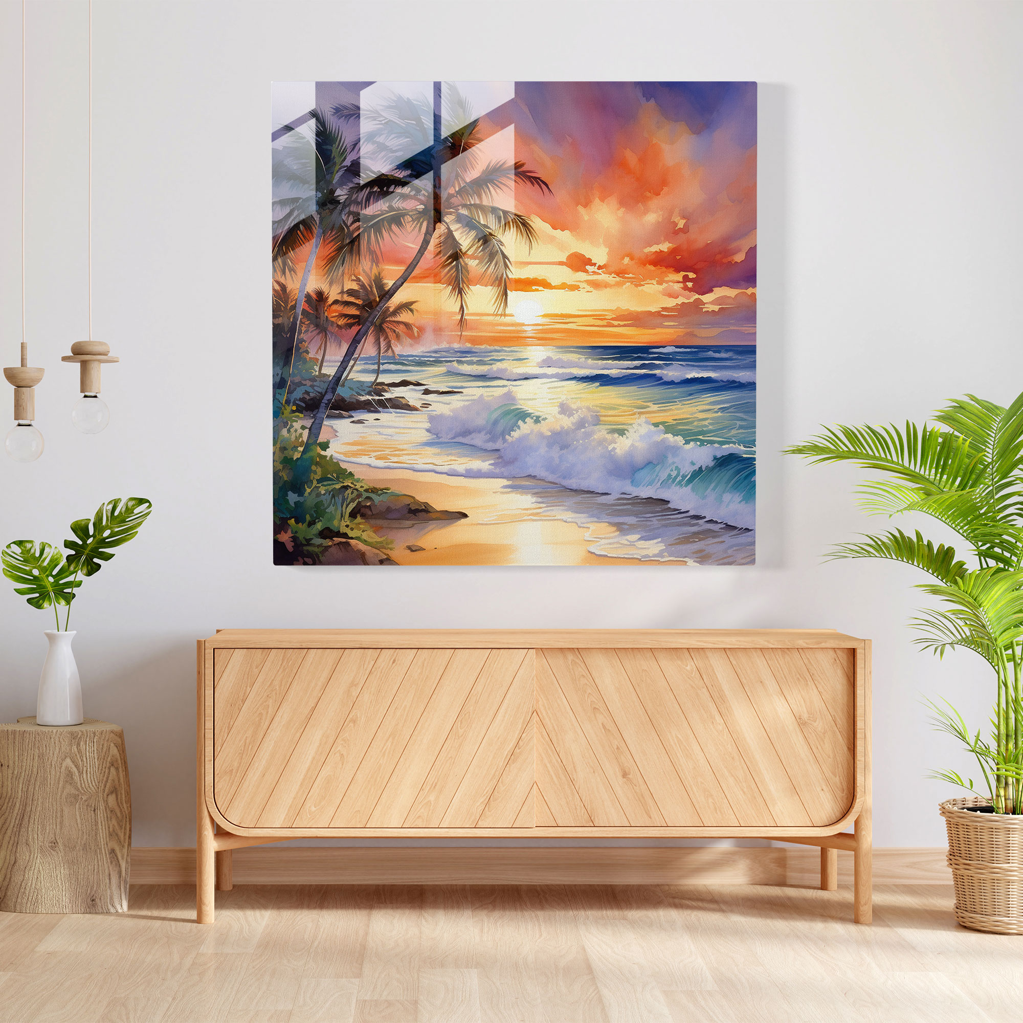 Tropical Paradise Glass Print - Tropical, Palm Trees, Tropical, Glass Art