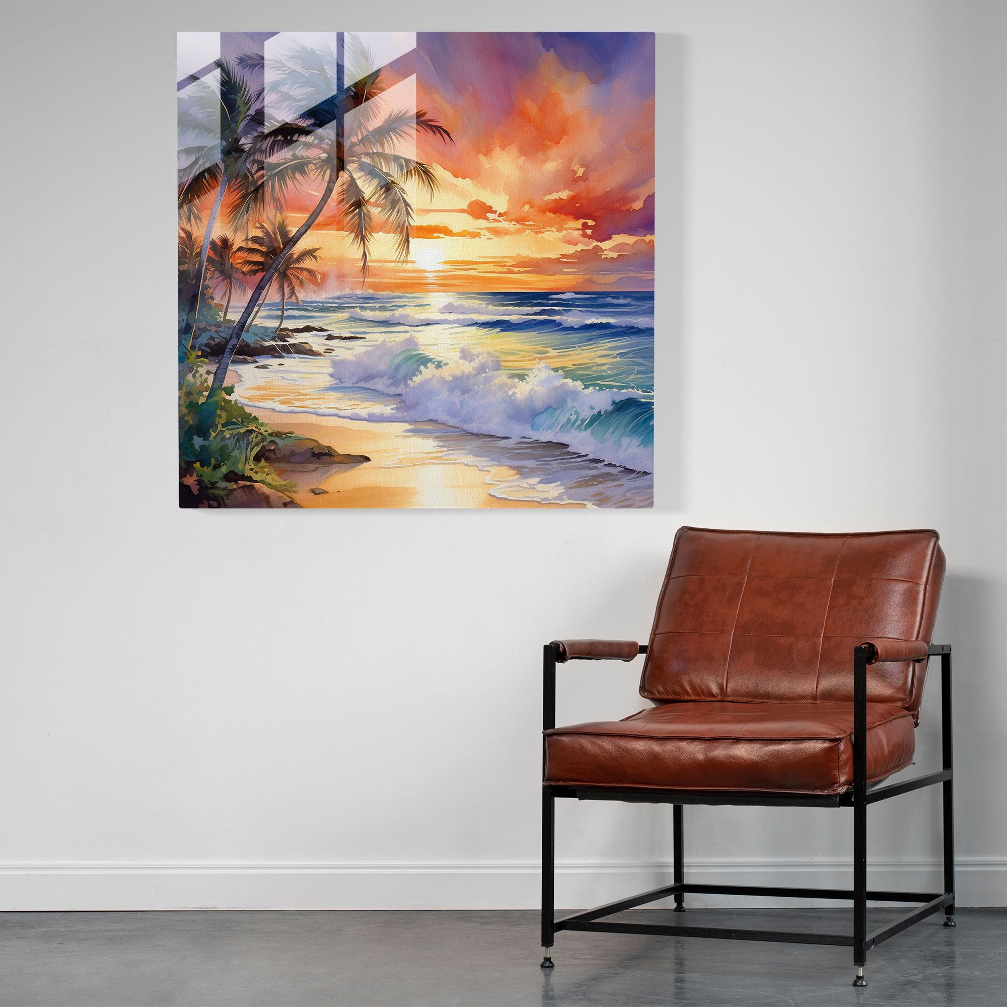 Tropical Paradise Glass Print - Tropical, Palm Trees, Tropical, Glass Art