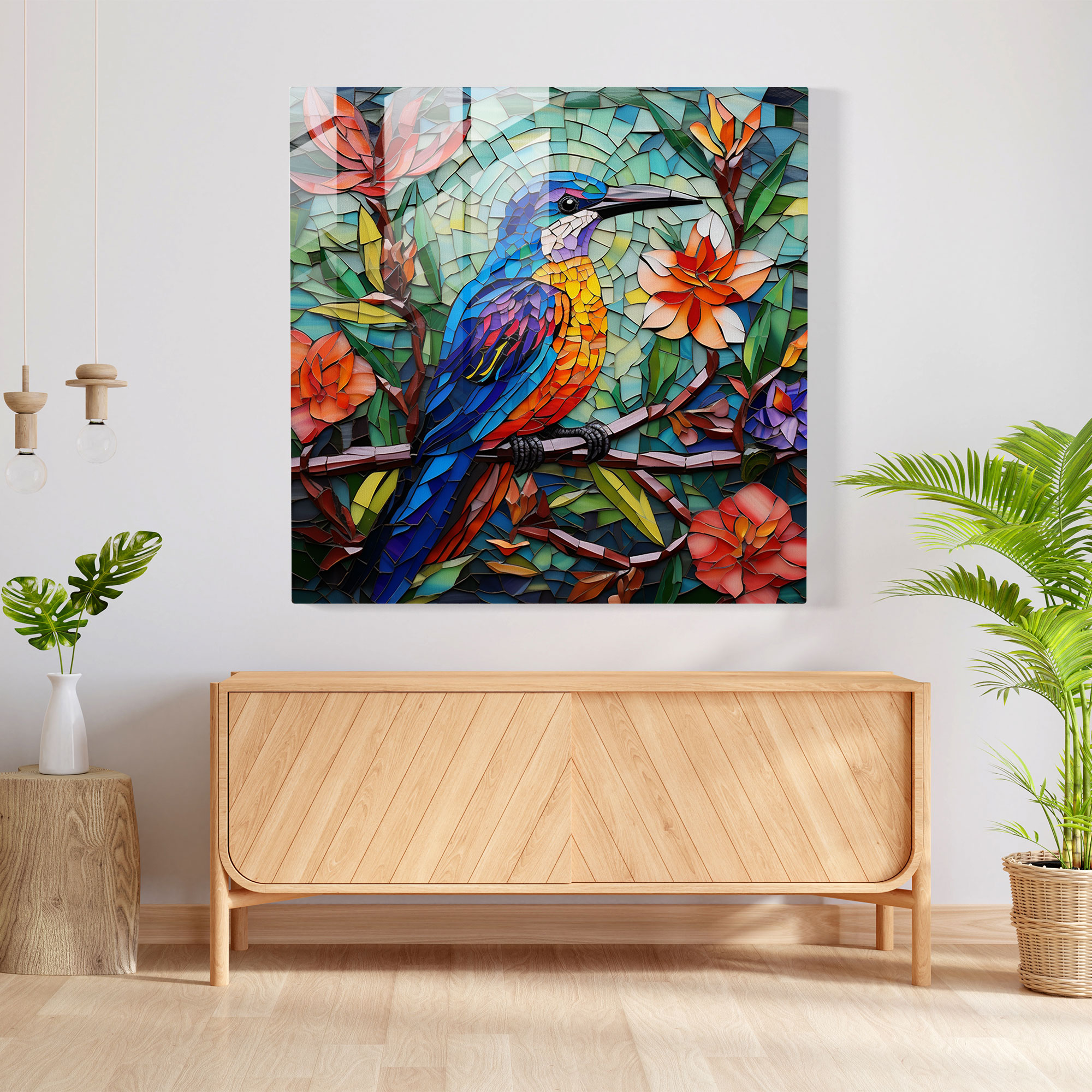 Tropical Mosaic Glass Wall Art - Tropical, Mosaic Design, Glass Wall Art, Home Decoration