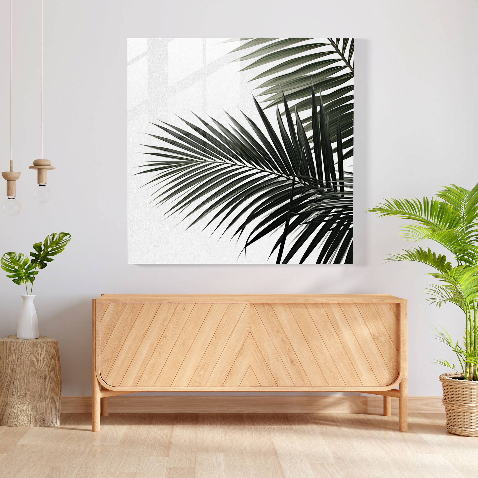 Tropikal Zarafet Cam Tablo - Tropikal Duvar Dekorasyonu Modern Sanat