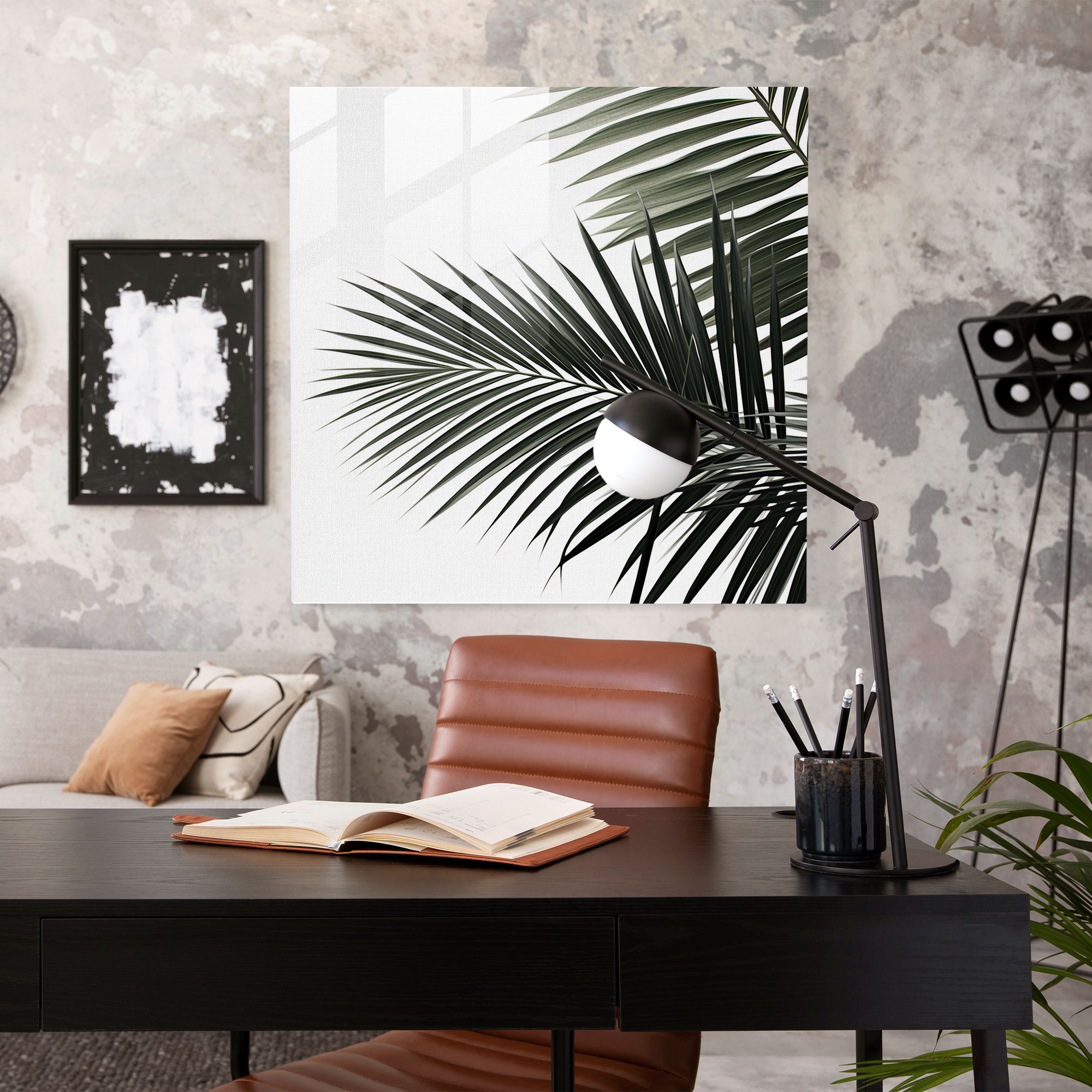 Tropikal Zarafet Cam Tablo - Tropikal Duvar Dekorasyonu Modern Sanat