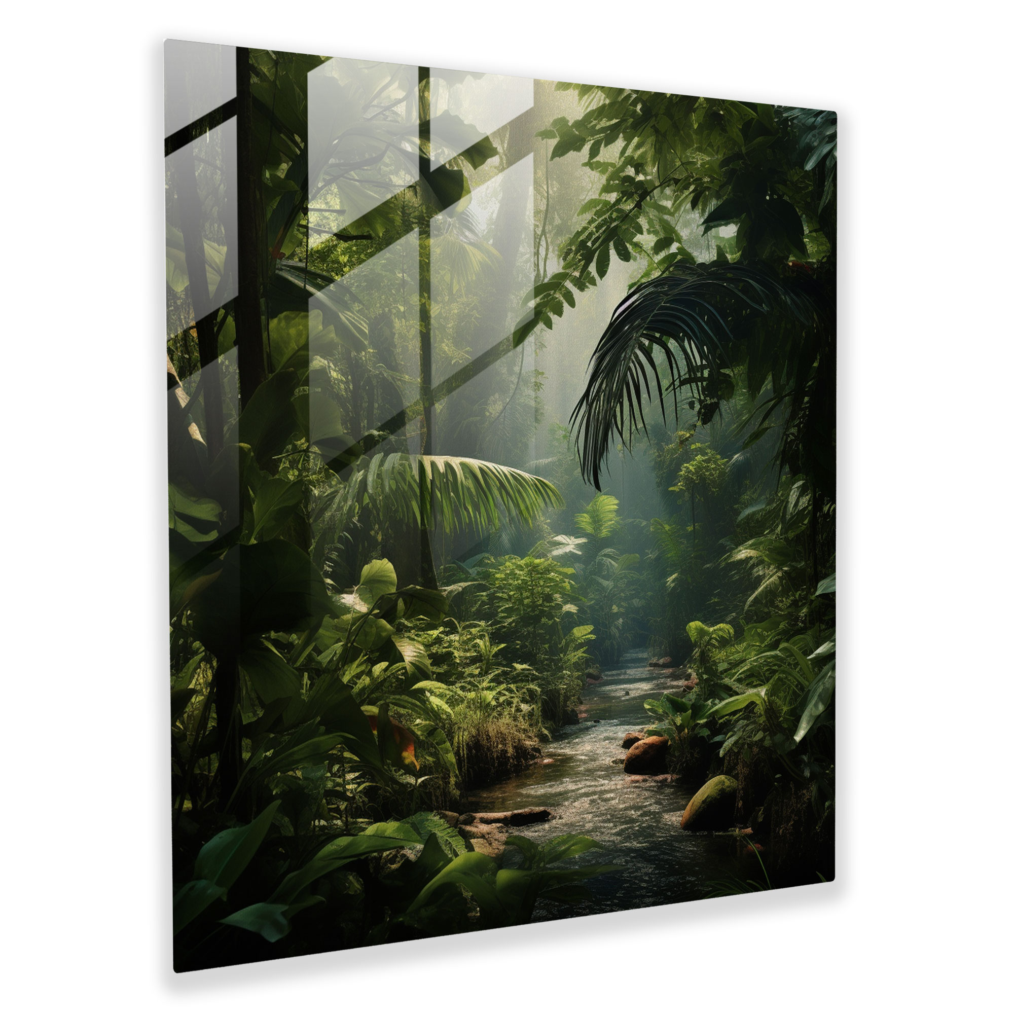 Serenity Of Nature Glass Print - Tropical, Nature, Tropical Forest, Glass Wall Art