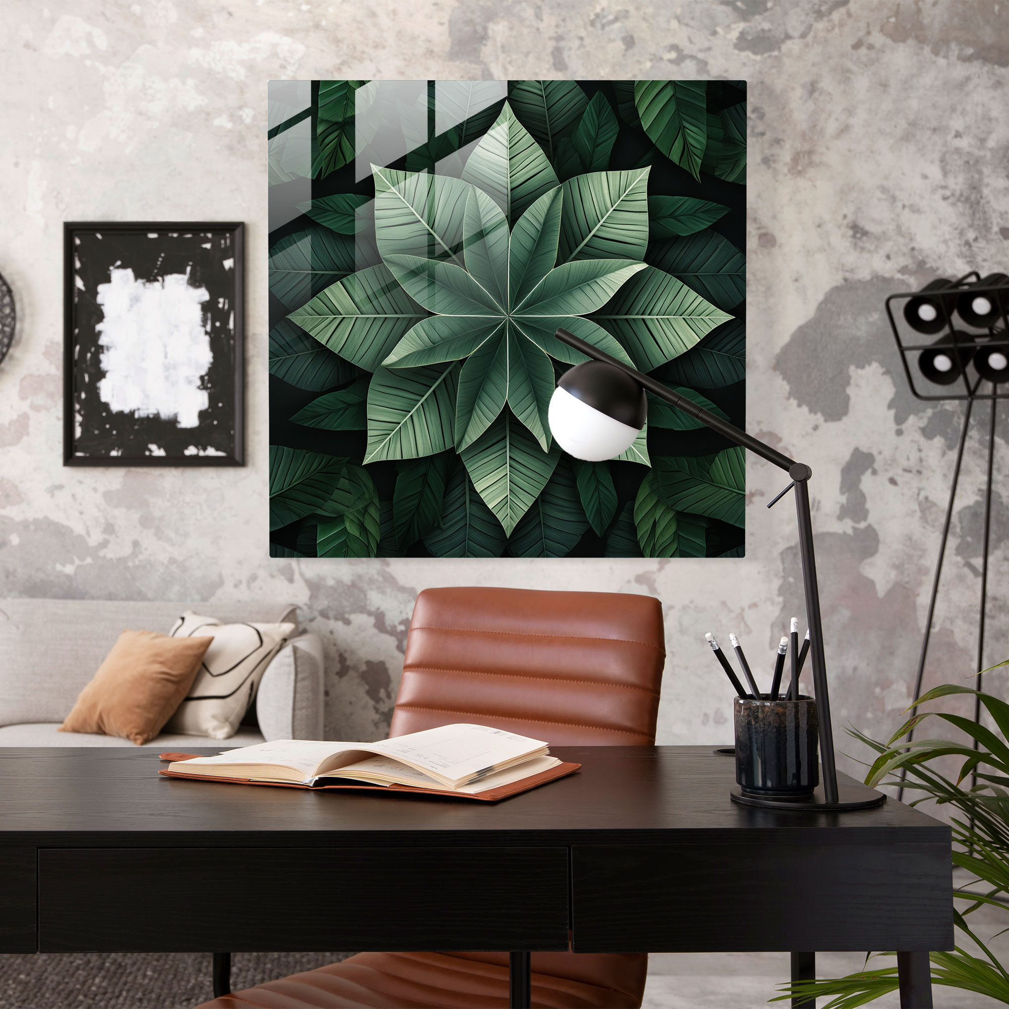 Tropical Symmetry Glass Wall Art - Tropical, Tropical, Geometric Design, Home Decoration